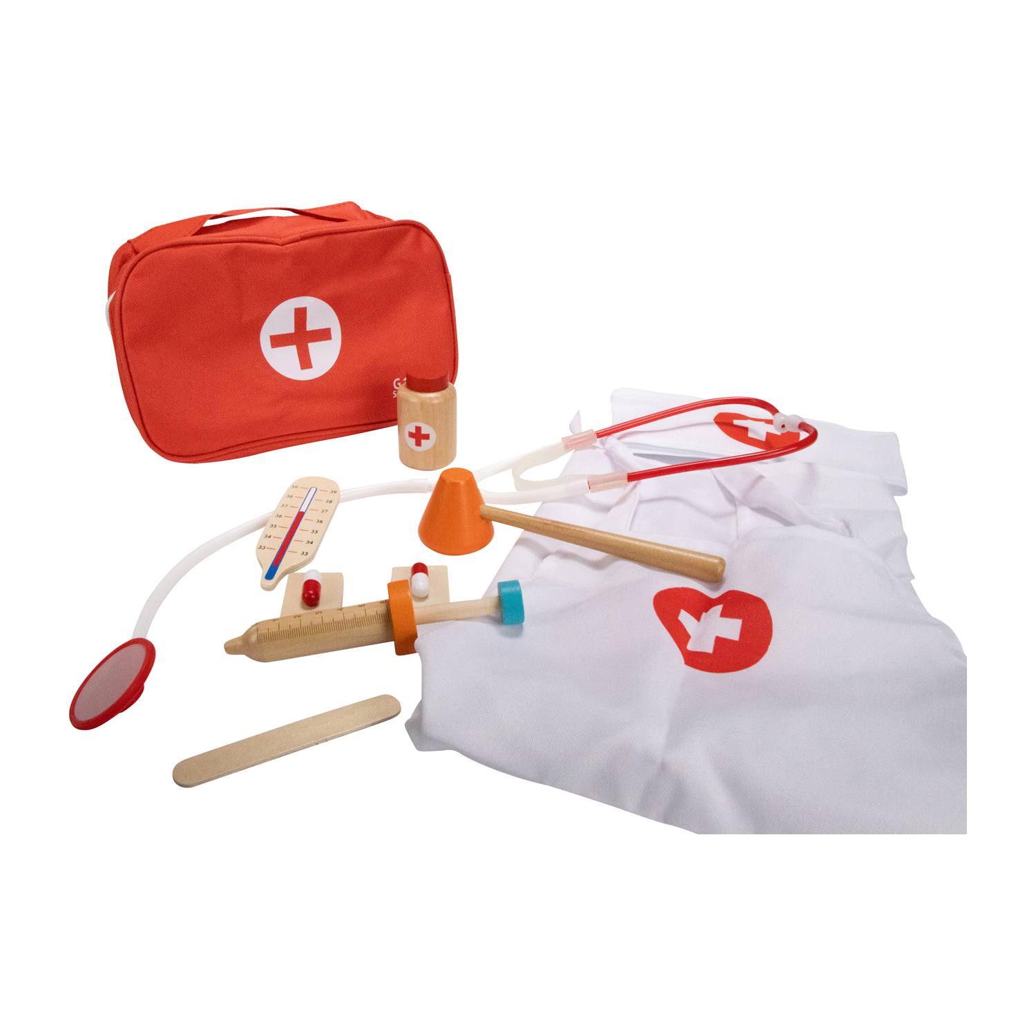 Kinder Arztkoffer Doktorkoffer Arztköfferchen für Jungen und Mädchen mit Stethoskop, Schürze, Stirnband etc. - 18240