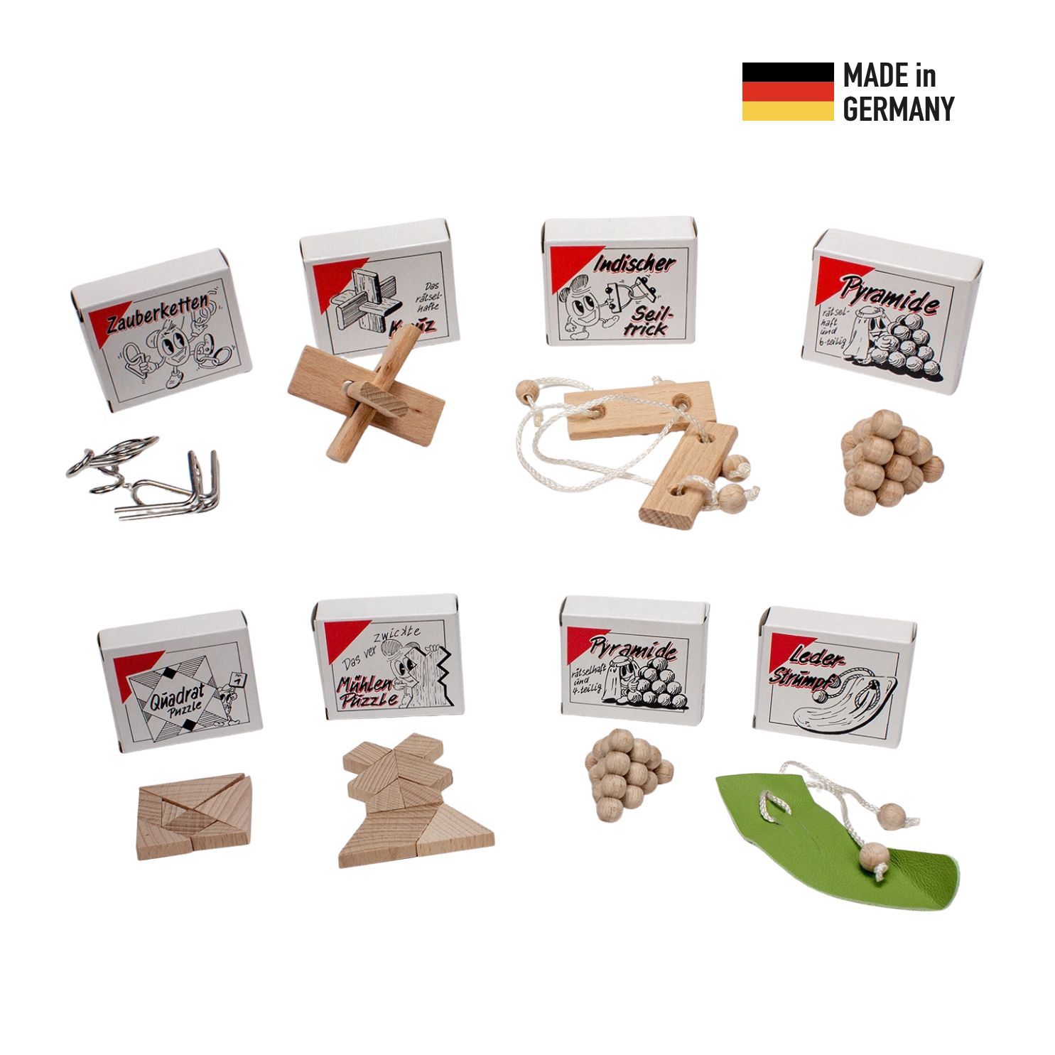 GICO Knobelspiel Klassiker Set 2 - 8 Geduldspiele in Geschenkverpackung - 2181