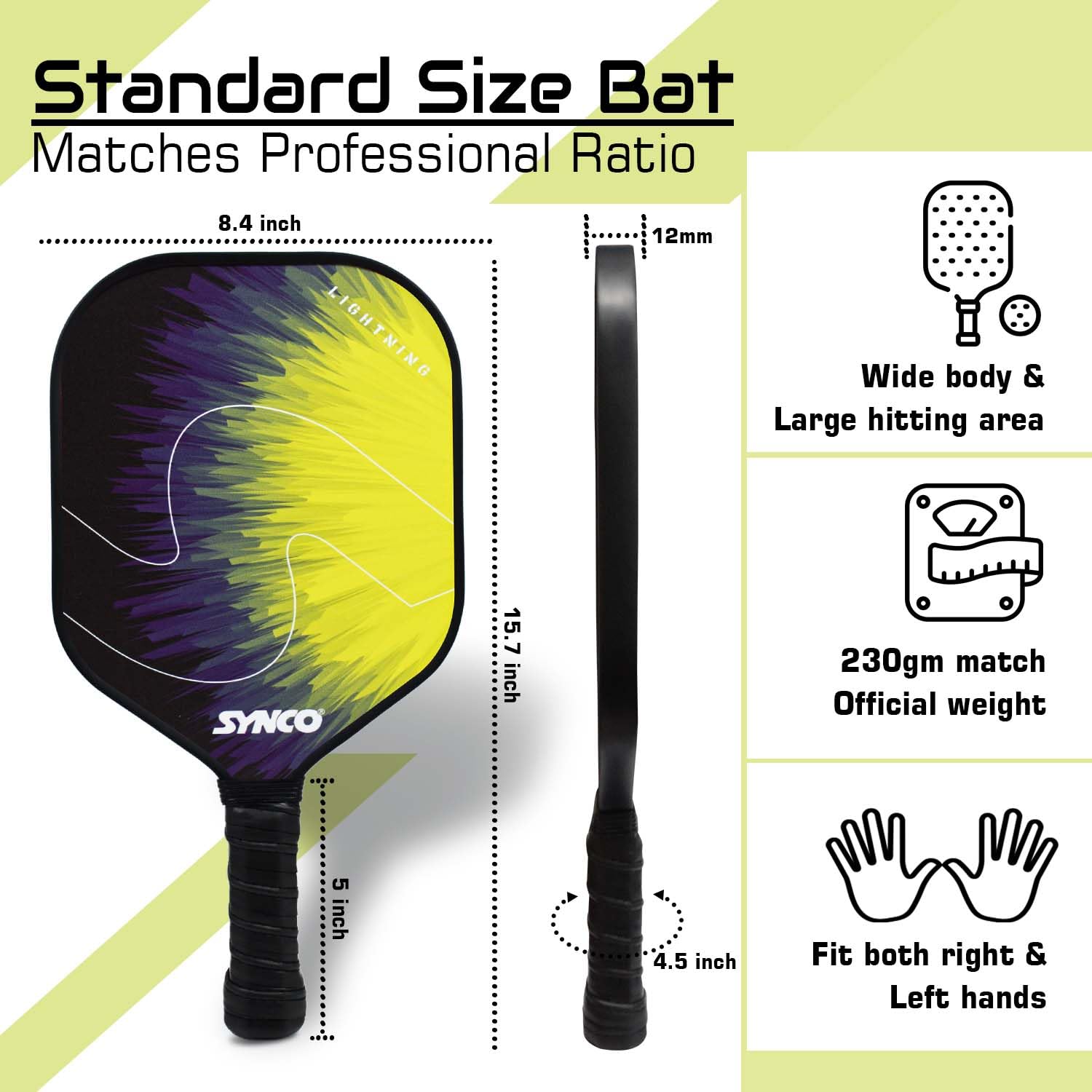 Synco Pickleball Set 1 Fiberglas Schläger & 2 Pickleball 1060