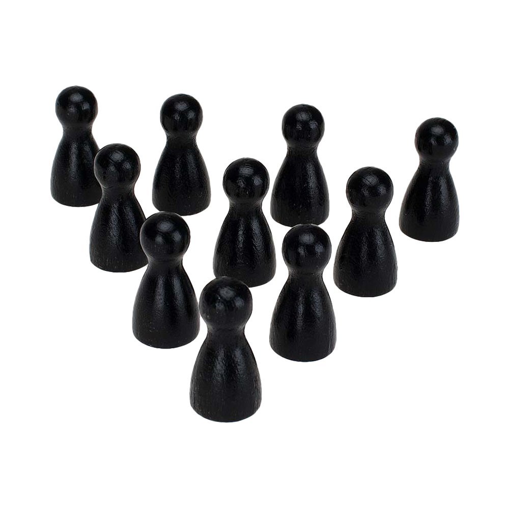 10er Pack Halmakegel Spielkegel sortenrein aus Holz poliert 24x12 mm (schwarz)- 2166