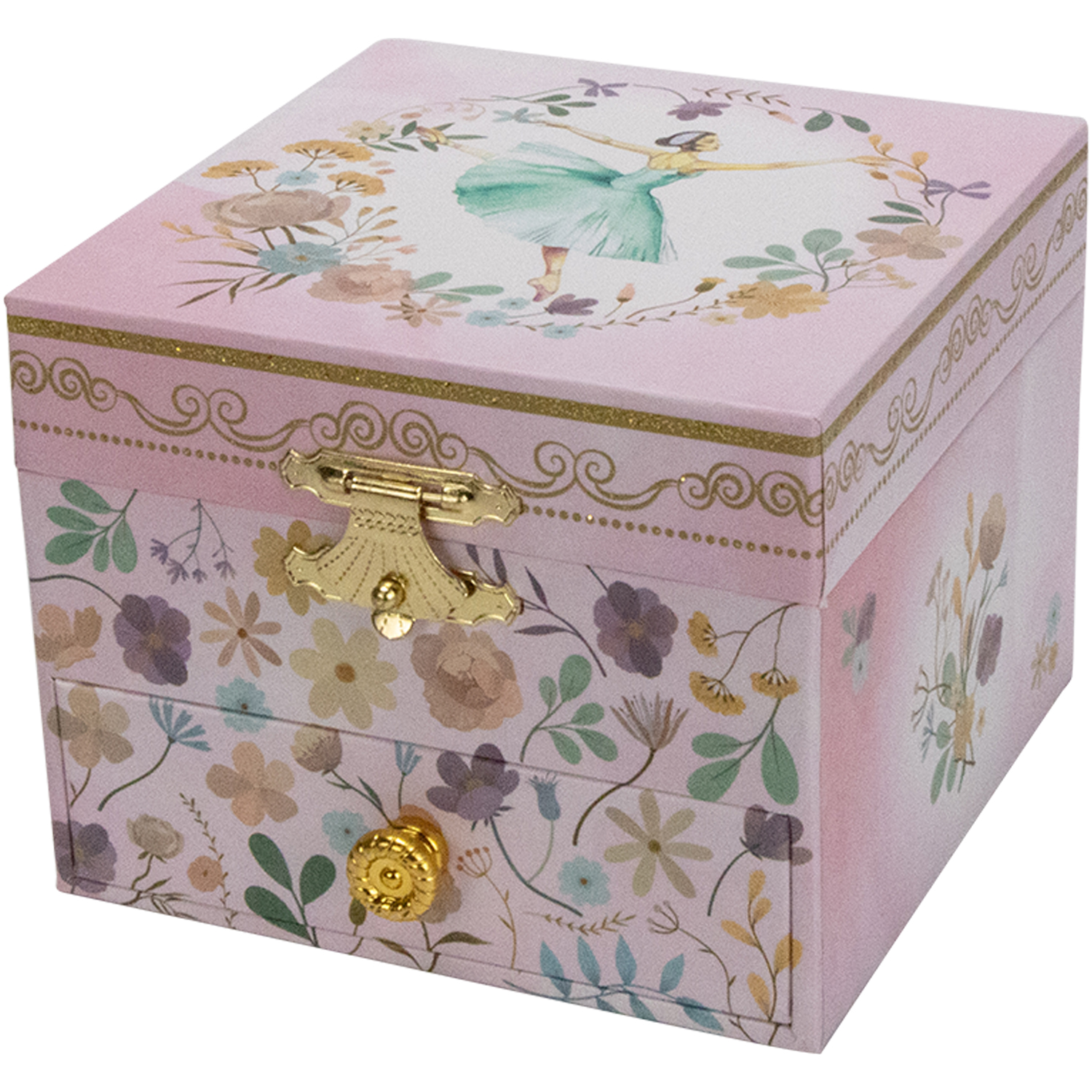 GICO Kinder Musik Schmuckkästchen für Mädchen Schmuckbox Ballerina mit Schublade Melodie: Schwanensee - 92071-2W