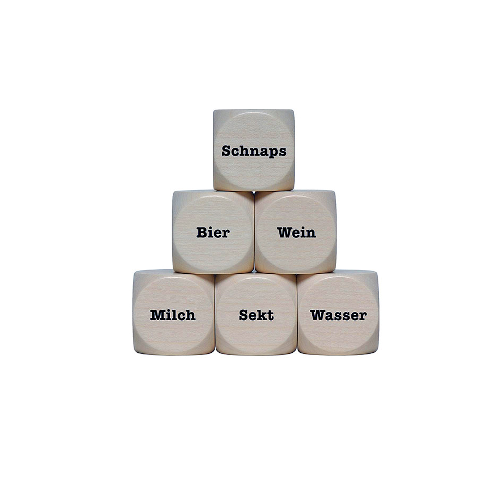 "Was trinken?" Holzwürfel 30 mm Entscheidungswürfel - 1 Stück - 4137