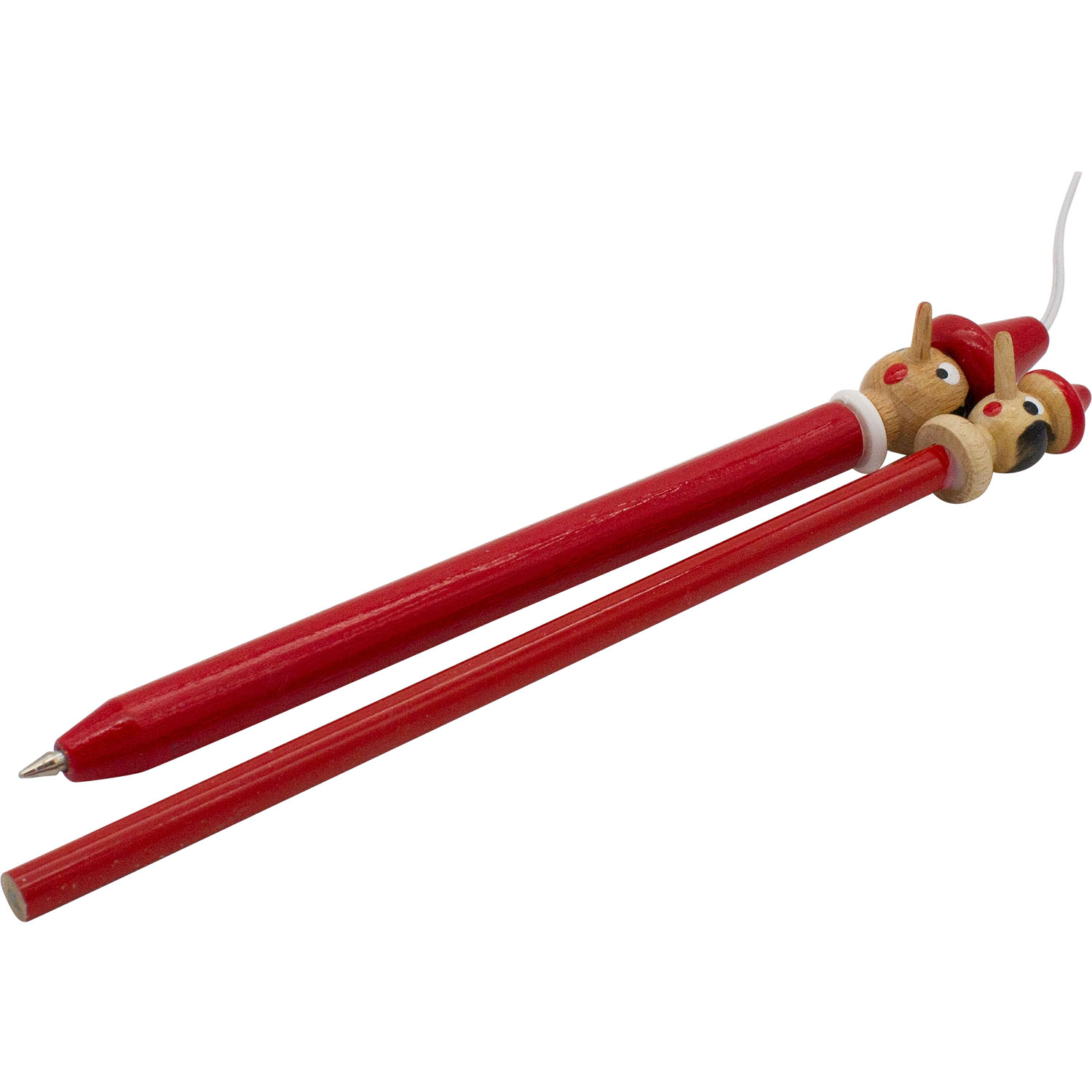 Pinocchio Bleistift und Kugelschreiber rot aus Holz - 9001