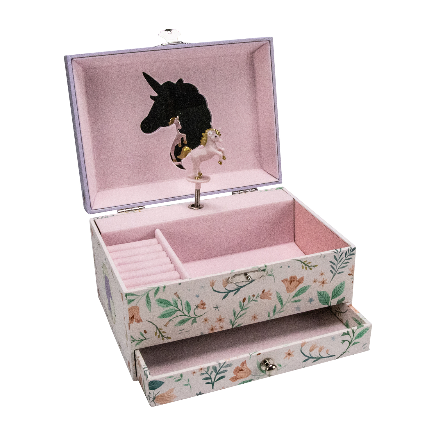 GICO Kinder Musik Schmuckkästchen für Mädchen Schmuckbox Einhorn mit Schublade Melodie: Schwanensee - 92067