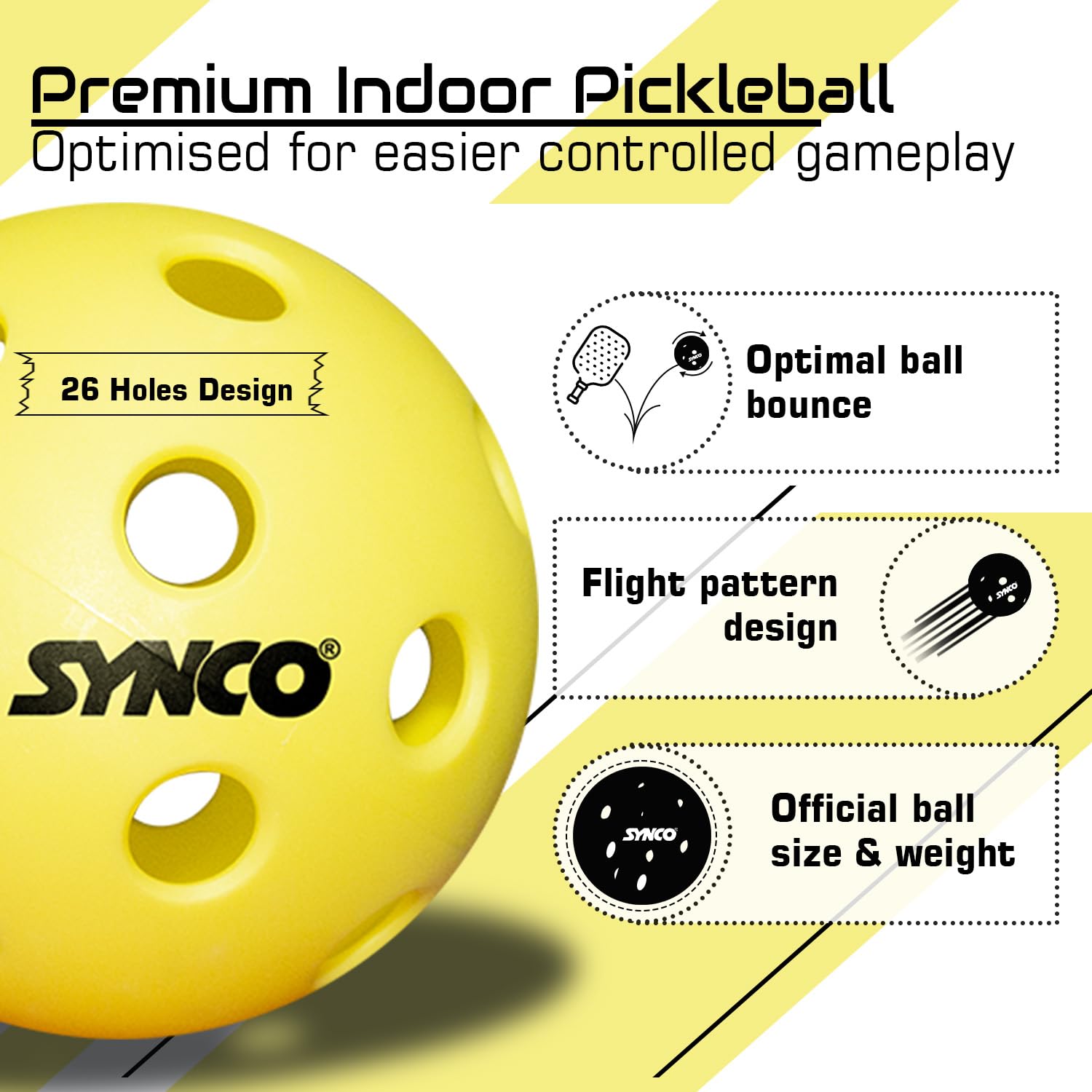 Synco Pickleball Indoor 26 Loch – Offizielle Größe, 6 St. - 1063