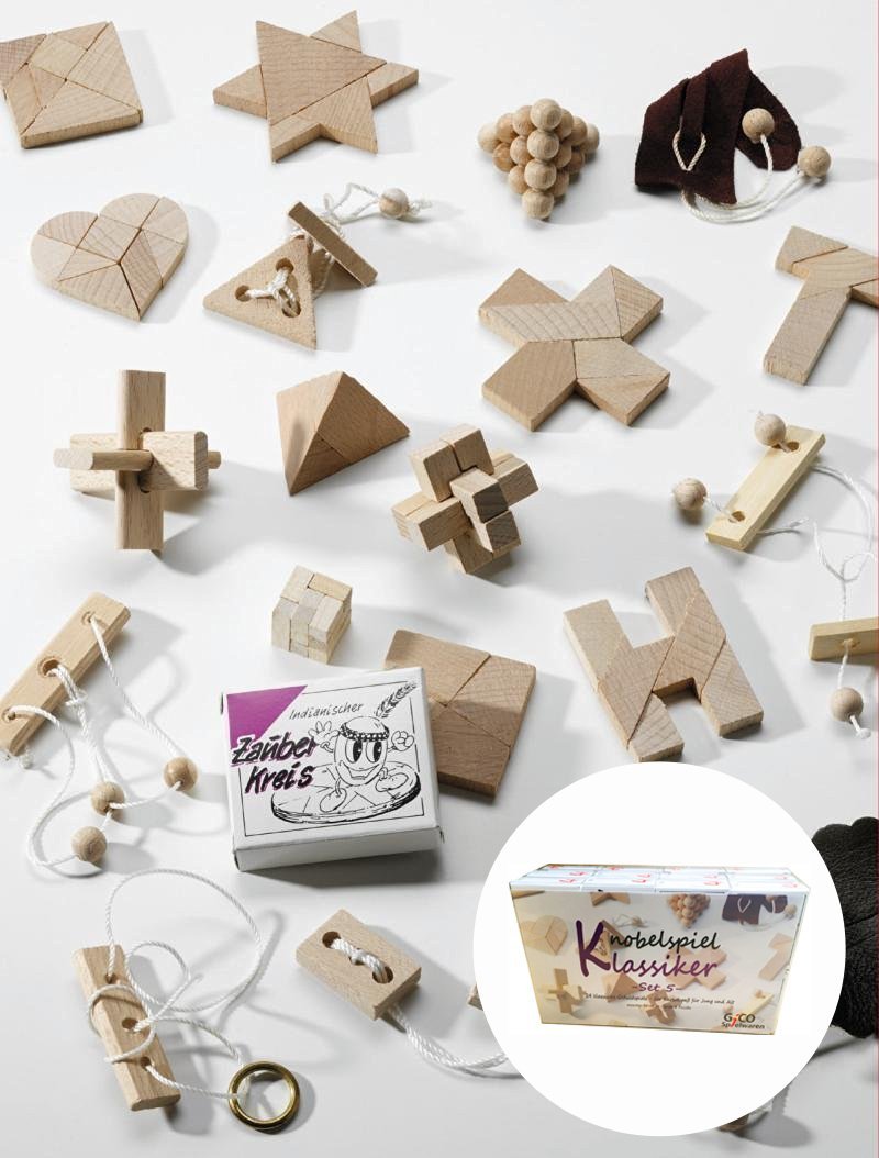 GICO Knobelspiel Klassiker Set 5 - 24 Geduldspiele für den Adventskalender in Geschenkverpackung - 2184