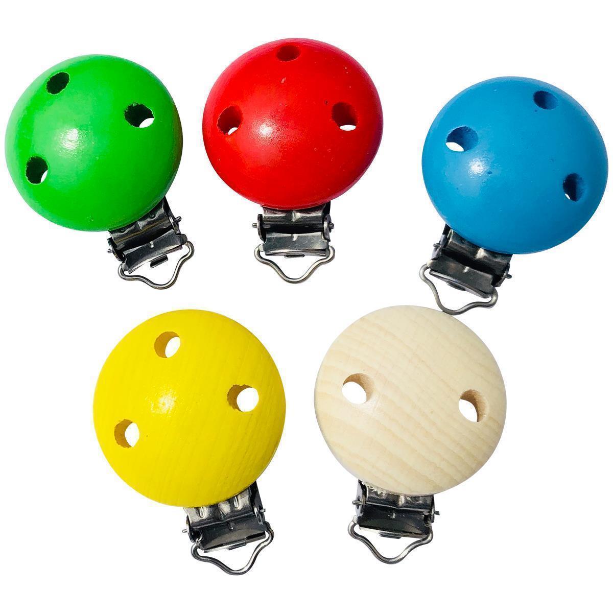 Schnullerkettenclip aus Holz 34 mm D11 mm 1 Stück 7215 rot