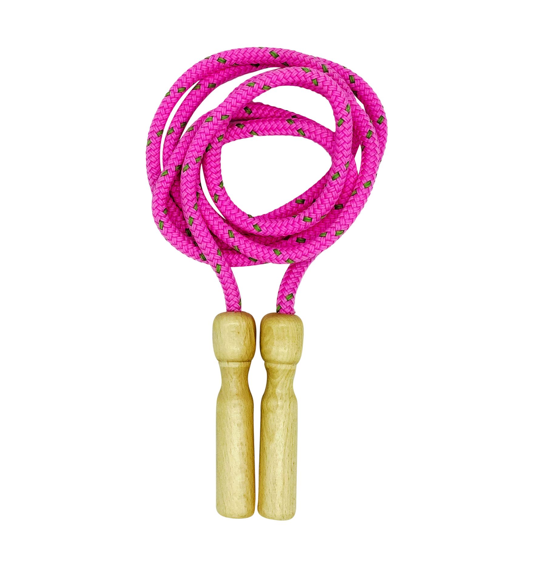 GICO Springseil aus Holz, buntes Seil, 250 cm, Holzgriff Springseil Hüpfseil Seilspringen - Qualität Made in Germany - 3003 pink