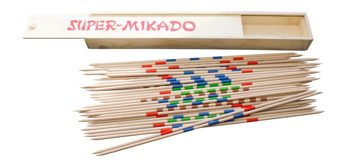 Mikado Spiel XL aus hochwertigem Buchenholz, Länge 49 cm in Holzbox- Made in Germany - 101
