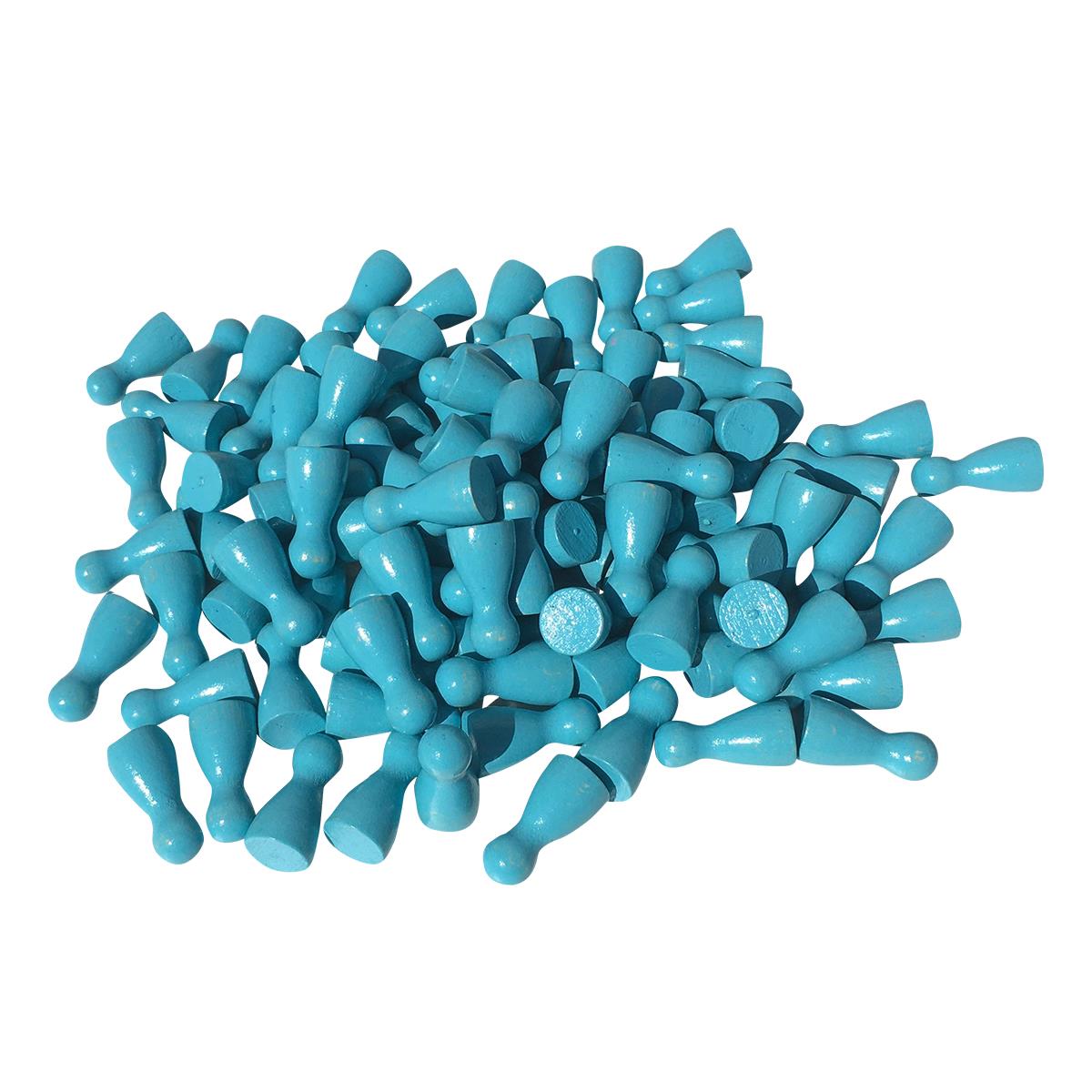 100er Pack Halmakegel Spielkegel sortenrein aus Holz poliert 24x12 mm (Türkis)- 2148