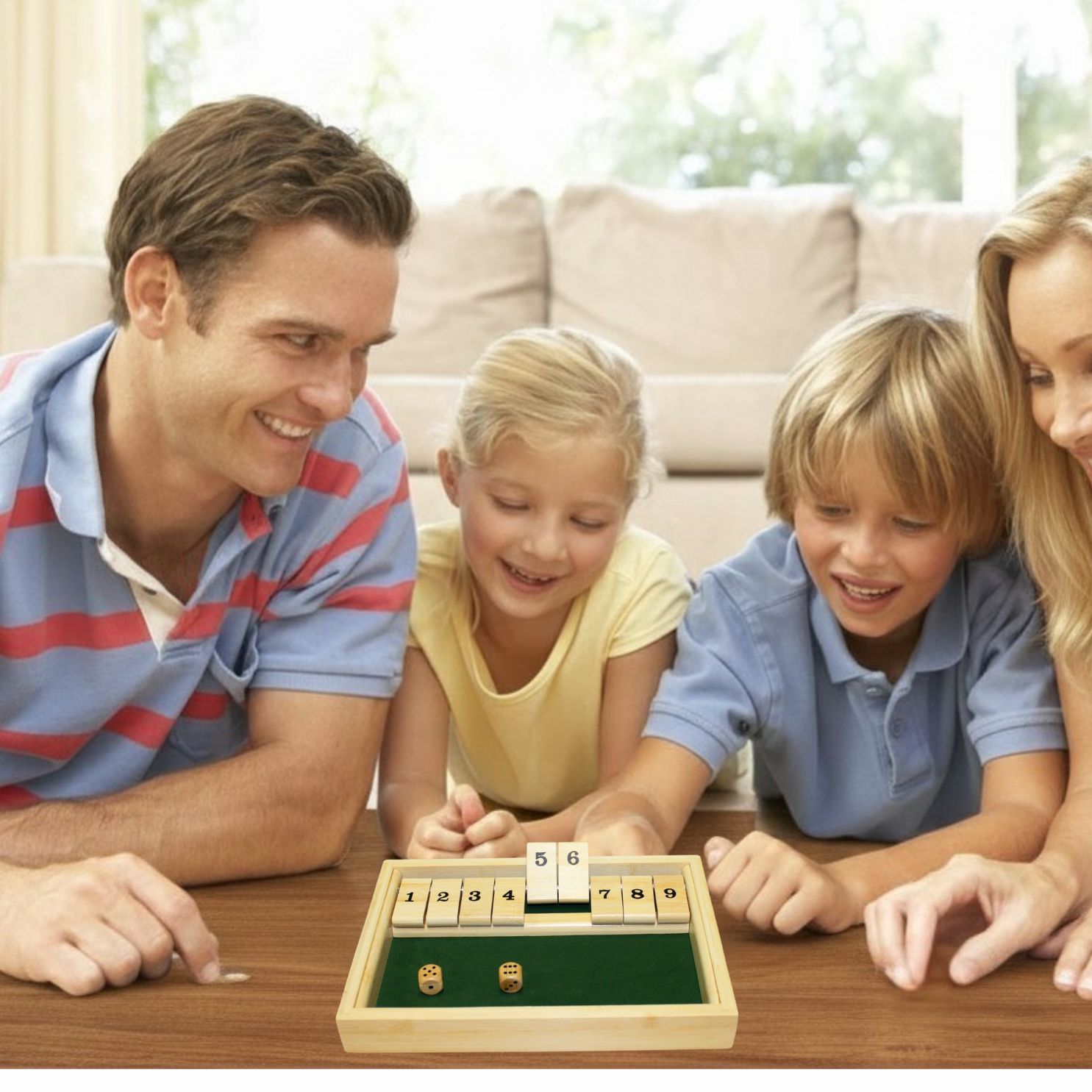 Shut The Box 9er Würfelspiel aus Holz für Kinder und Erwachsene Klappenspiel - 7954