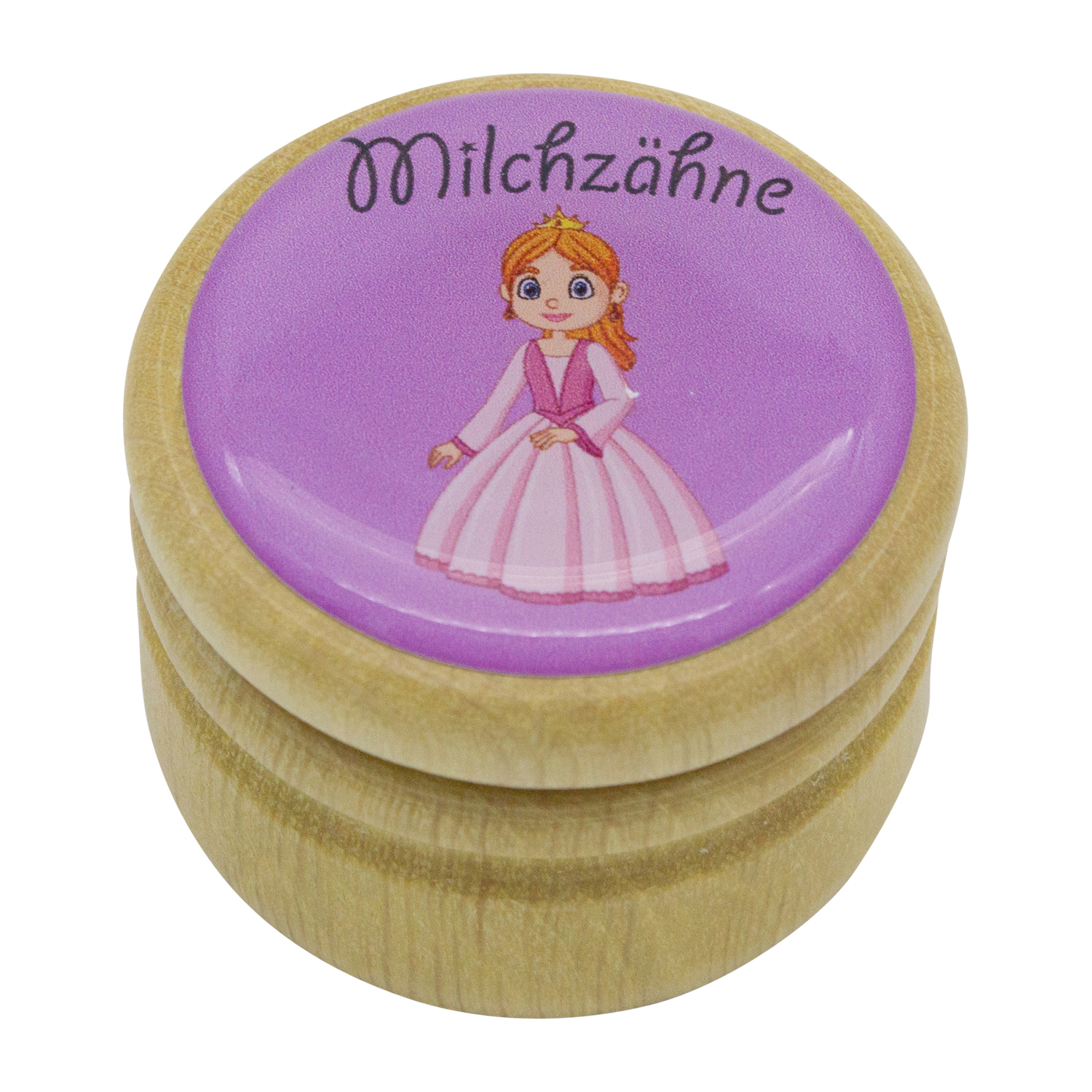 Milchzahndose Prinzessin Zahndose Milchzähne Bilderdose aus Holz mit Drehverschluss 44 mm ( Prinzessin) - 7026