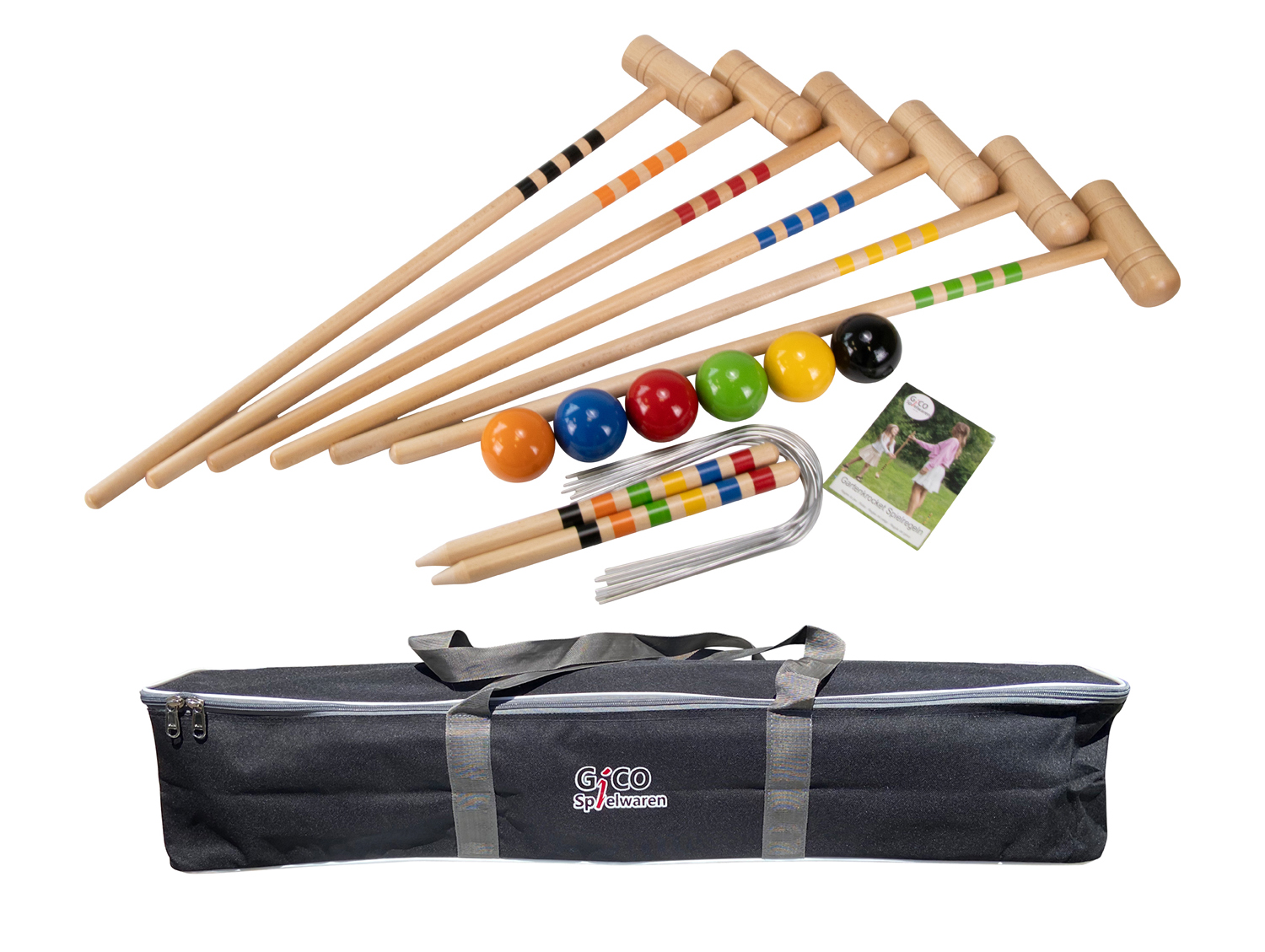GICO Krocket Set 6 Spieler (80 cm) -spiel gut (Auszeichnung) in Transporttasche 3226