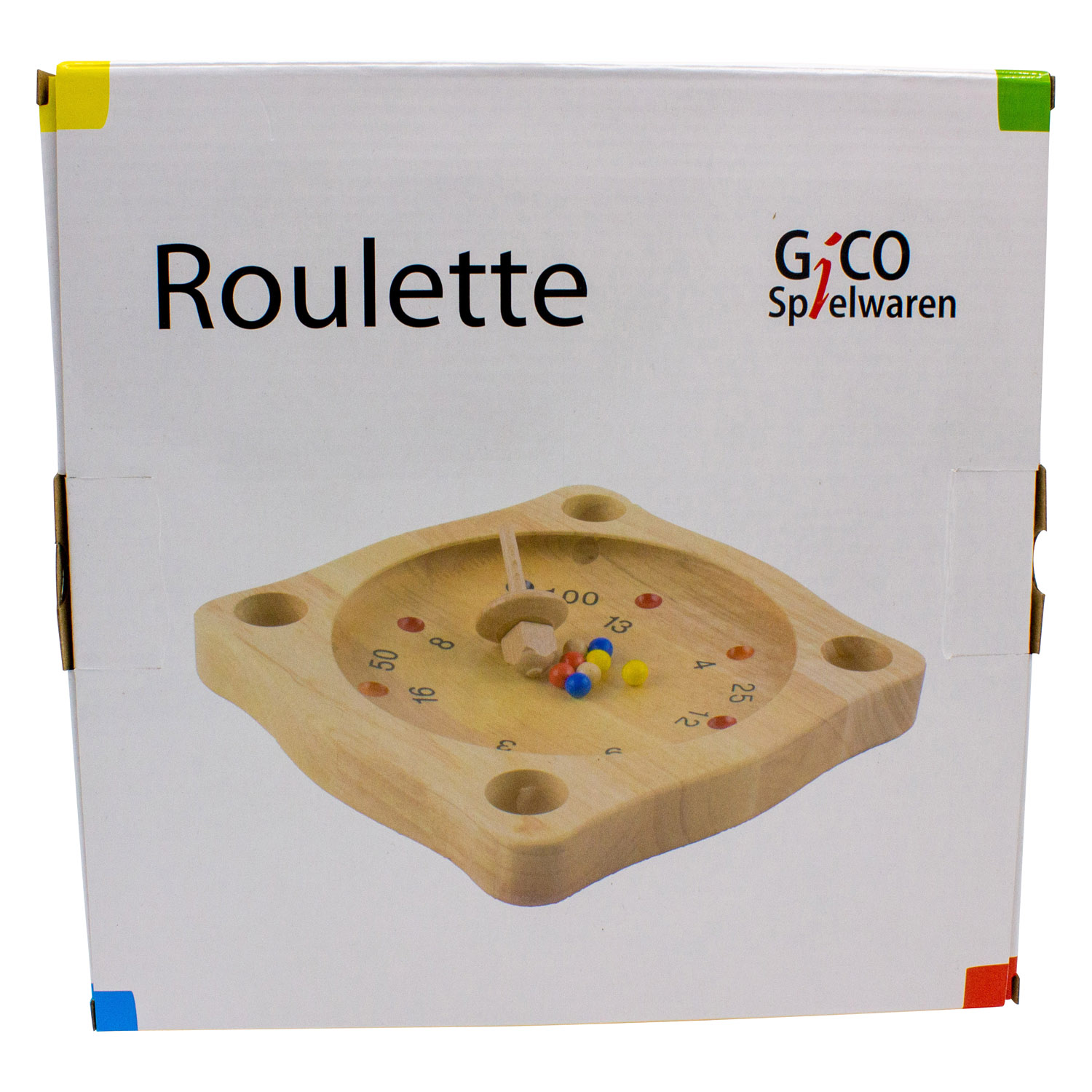 Tiroler Roulette aus Holz mit Kreisel und Holzkugeln, Bauernroulette 22 x 22 cm - 7958