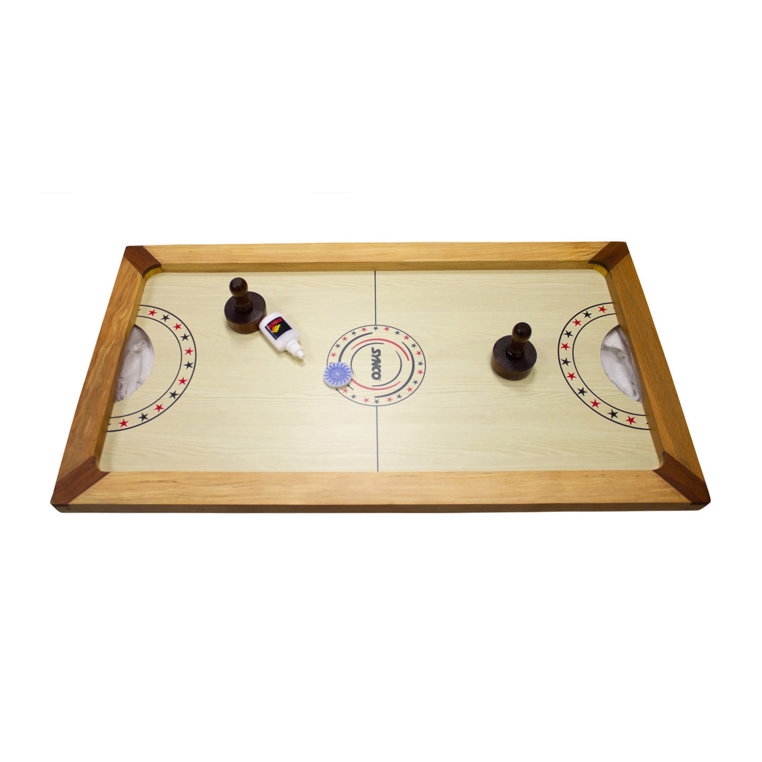 Airhockey Tischhockey Shuffle Puck Spiel aus Holz mit komplettem Zubehör und Gleitpulver - 2910