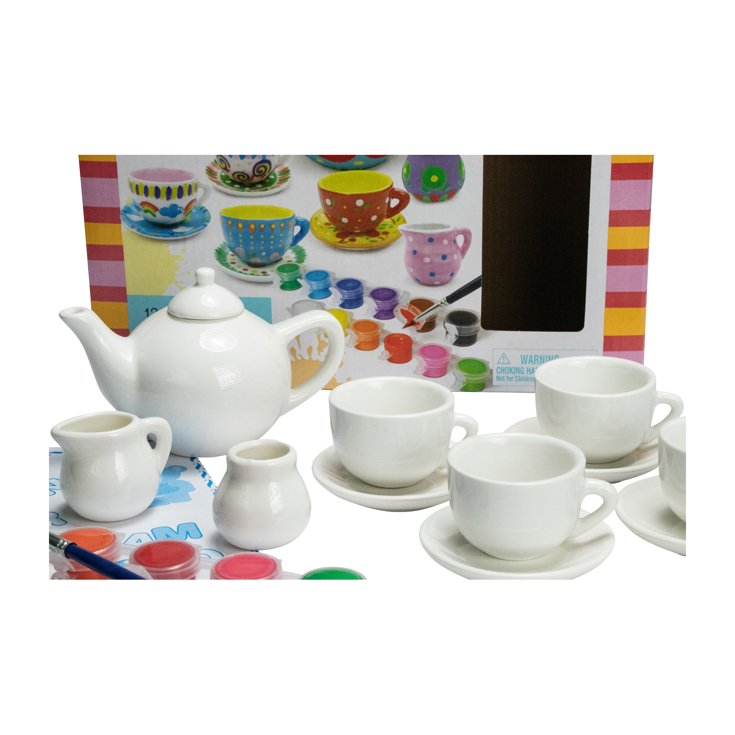 GICO Kinder DIY Tee Set Teeservice zum Bemalen Mädchen Jungen Kinder Geschenk Teeset Bastelset zum selber basteln und gestalten DIY-63