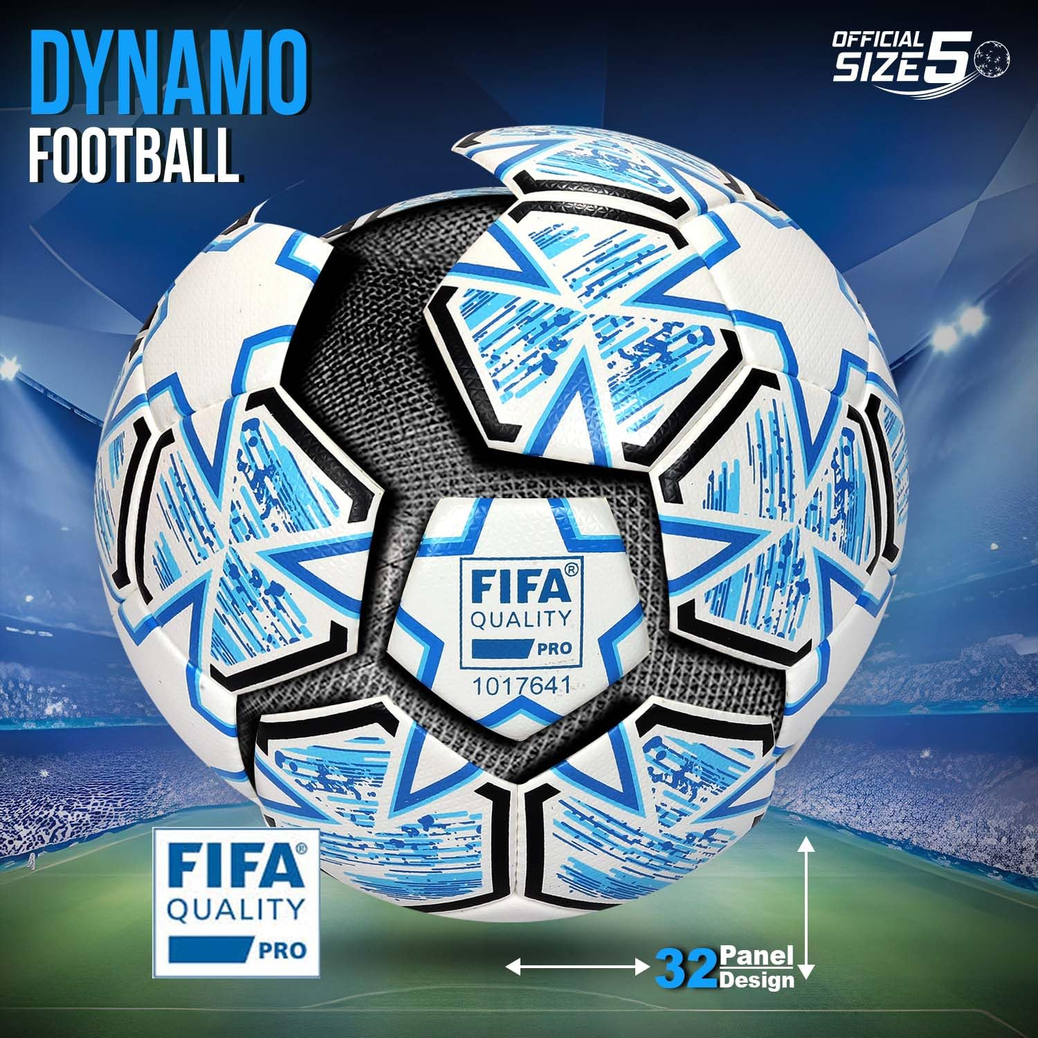 Synco Fußball Dynamo FIFA zertifizierter Größe 5, Handgenäht - 1002