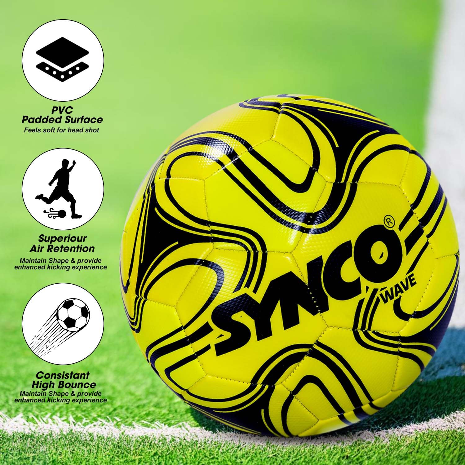 Synco Fußball Wave – Größe 5 Trainings- & Übungsball 32 Panels-1010