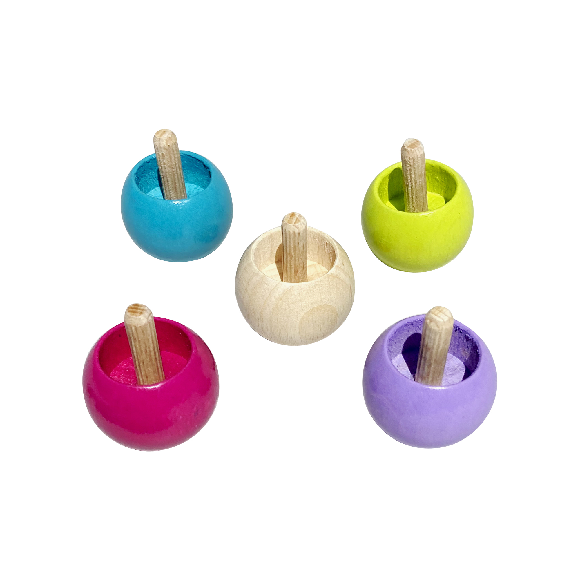 GICO Umkehrkreisel Holz Stehauf Kreisel - Stehaufkreisel Set mit 4 pastellfarbenen + 1 natur