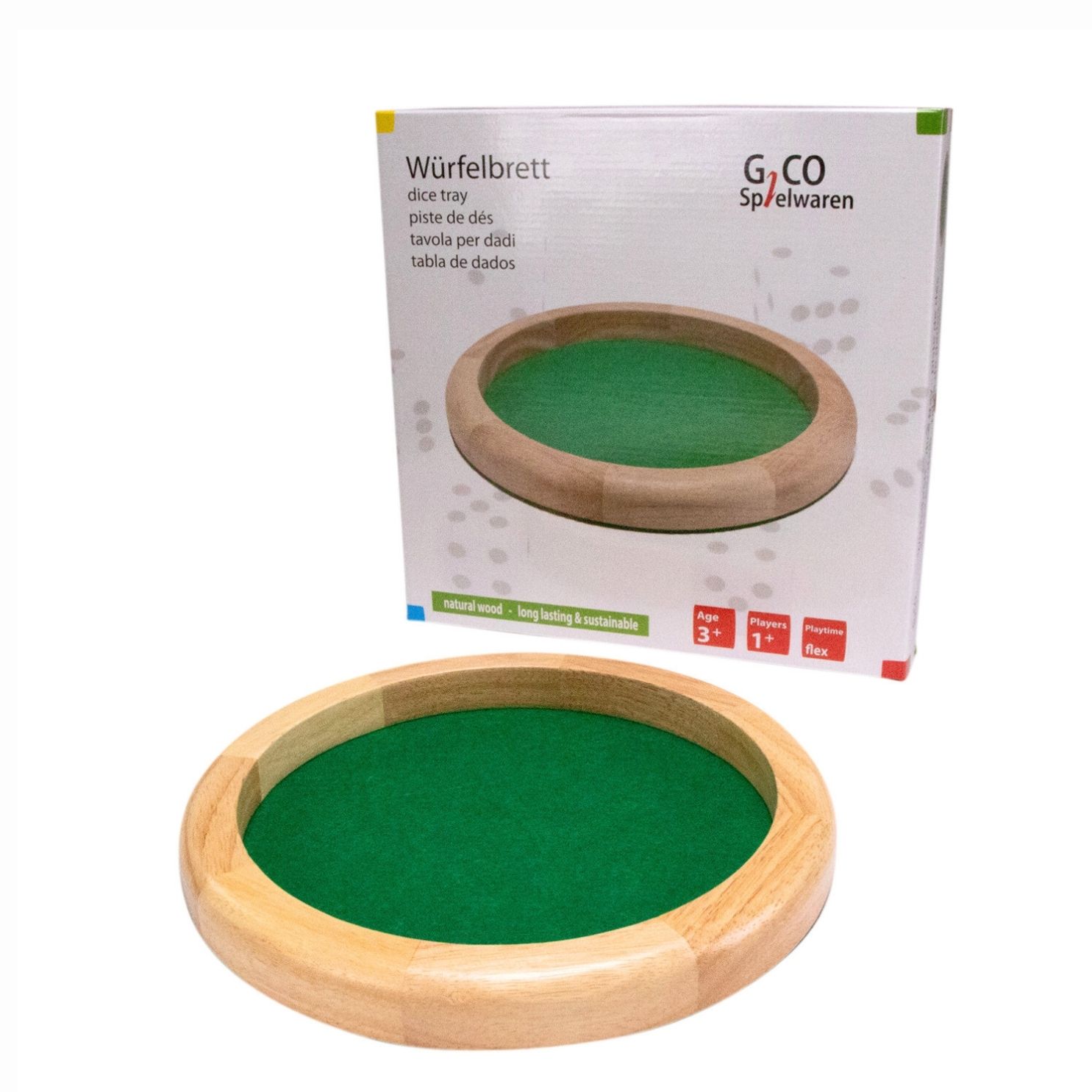 GICO Würfelteller / Würfelbrett rund  aus Holz Durchmesser 29  cm H 3,5 cm 7955