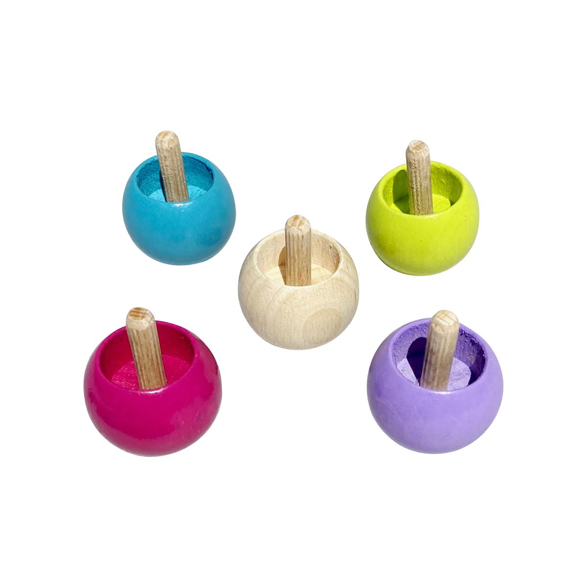 GICO Umkehrkreisel Holz Stehauf Kreisel - Set mit 4 pastell, 1 natur