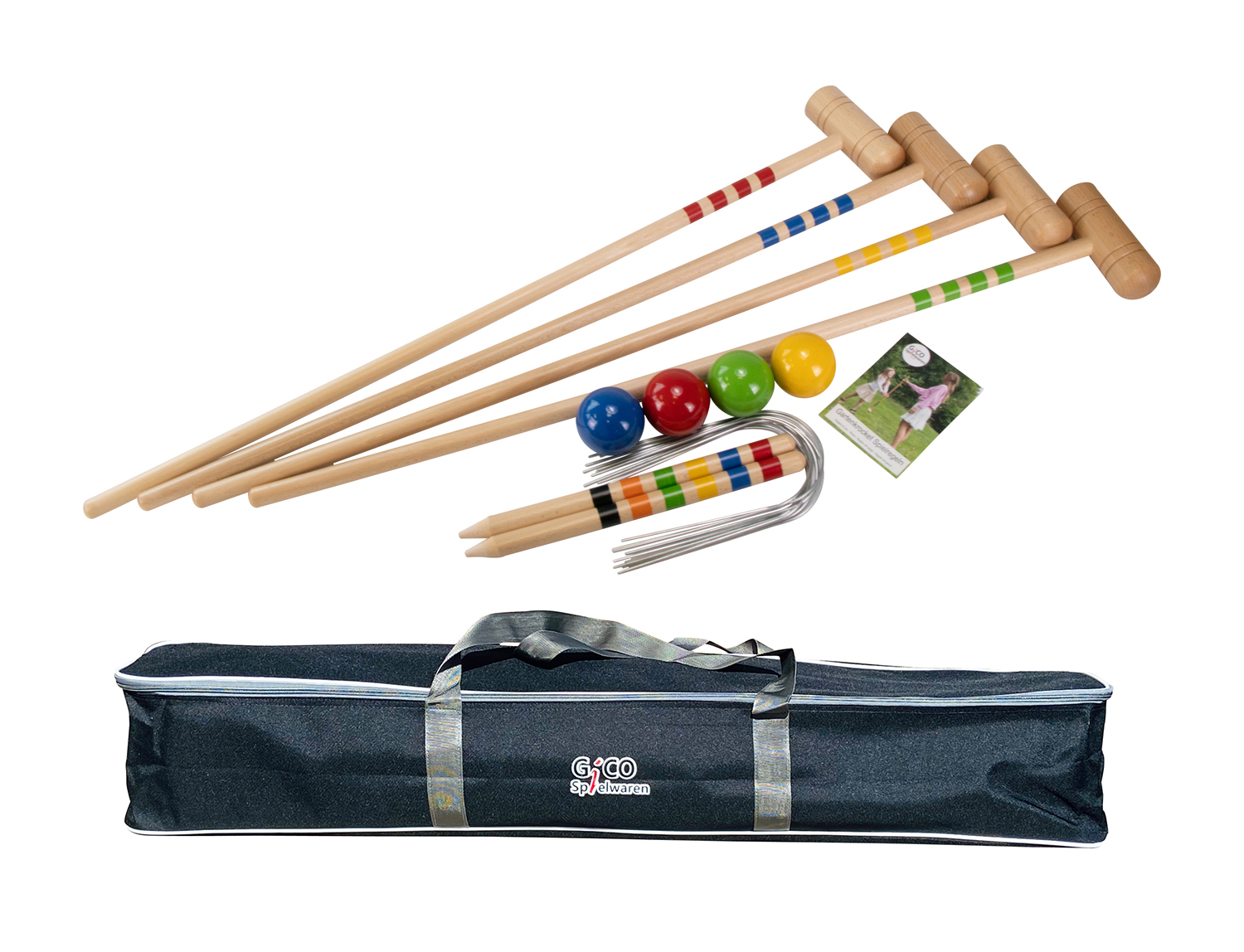 GICO Krocket Set Adult 4 Spieler ( Erwachsenen Länge 100cm ) mit Transporttasche 3244