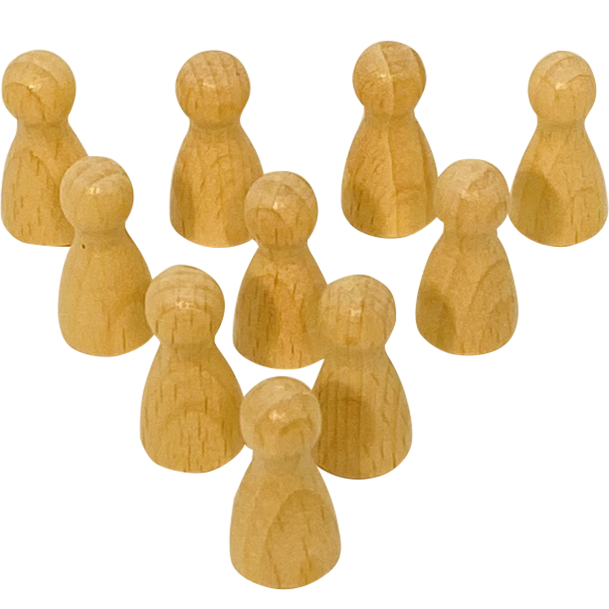 10er Pack Halmakegel Spielkegel sortenrein aus Holz poliert 24x12 mm (Natur poliert)- 2172