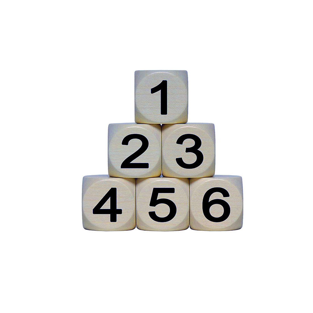 "1-6" Holzwürfel 30 mm - 1 Stück - 4135