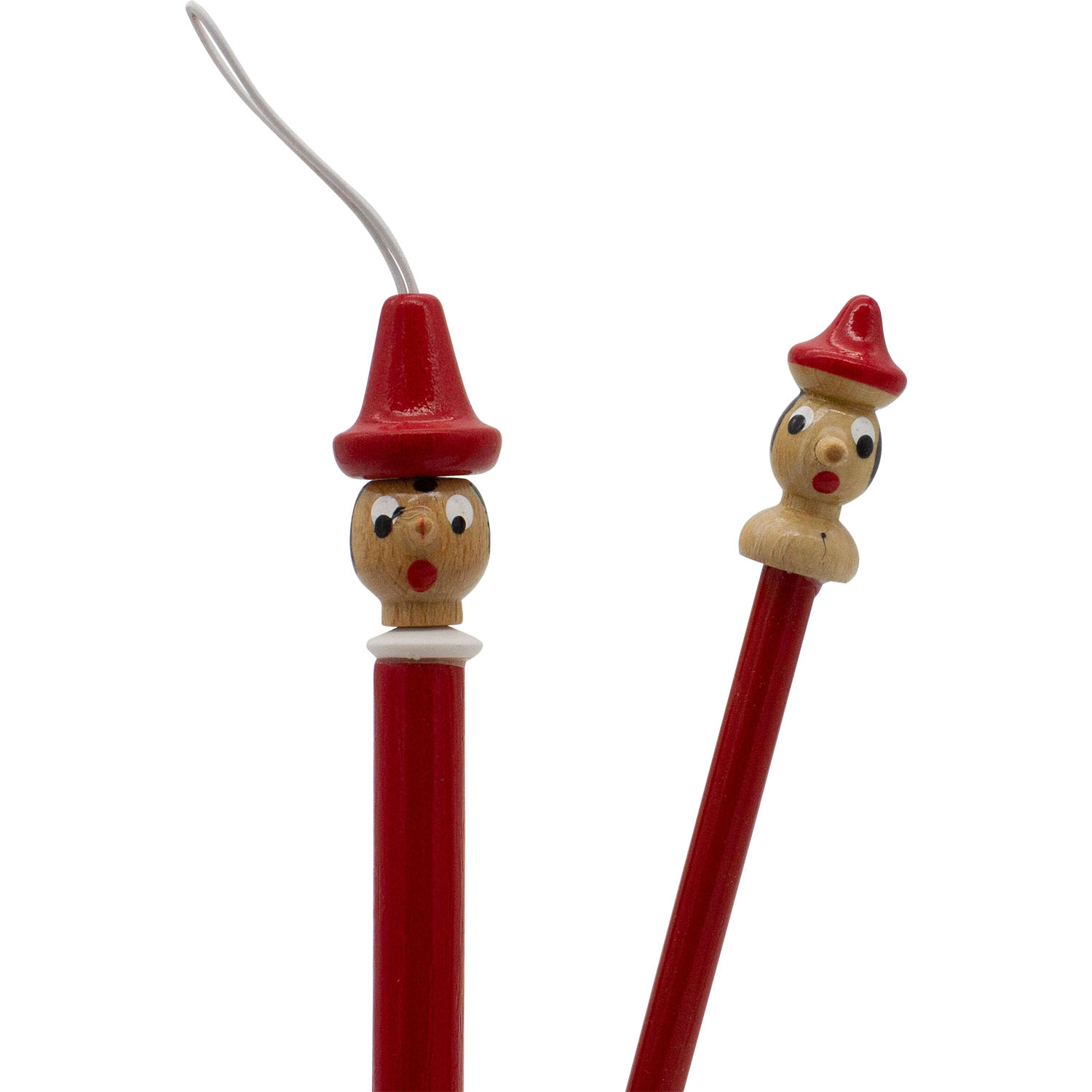 Pinocchio Bleistift und Kugelschrreiber rot aus Holz - 9001