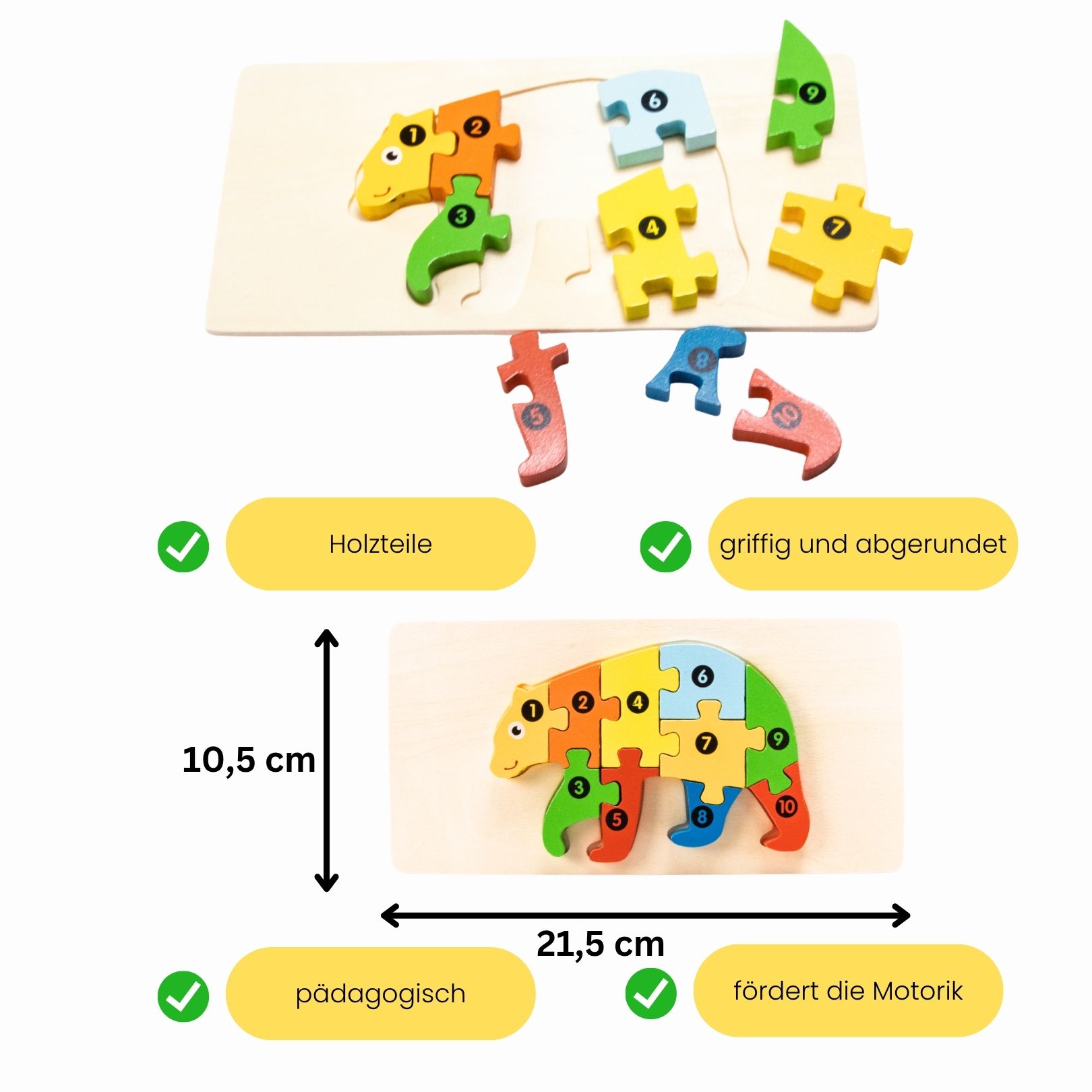 Holzpuzzle Bär mit Zahlen von 1 bis 10- 3913