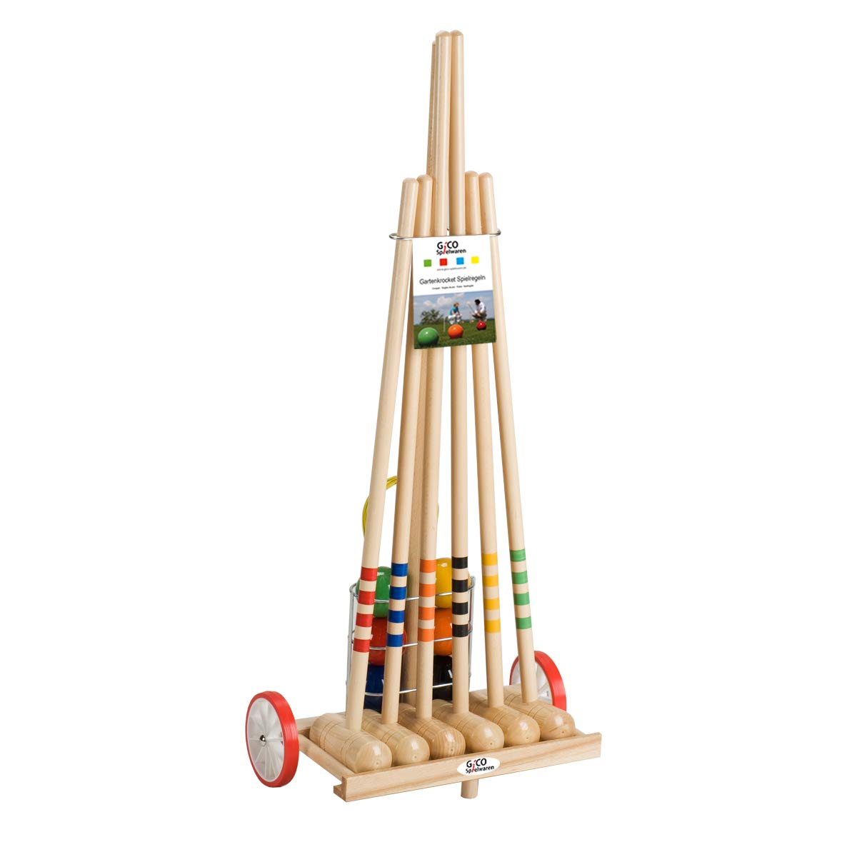 GICO Krocket Set Family 6 Spieler Transportwagen  2x100cm,4x80 cm -3111