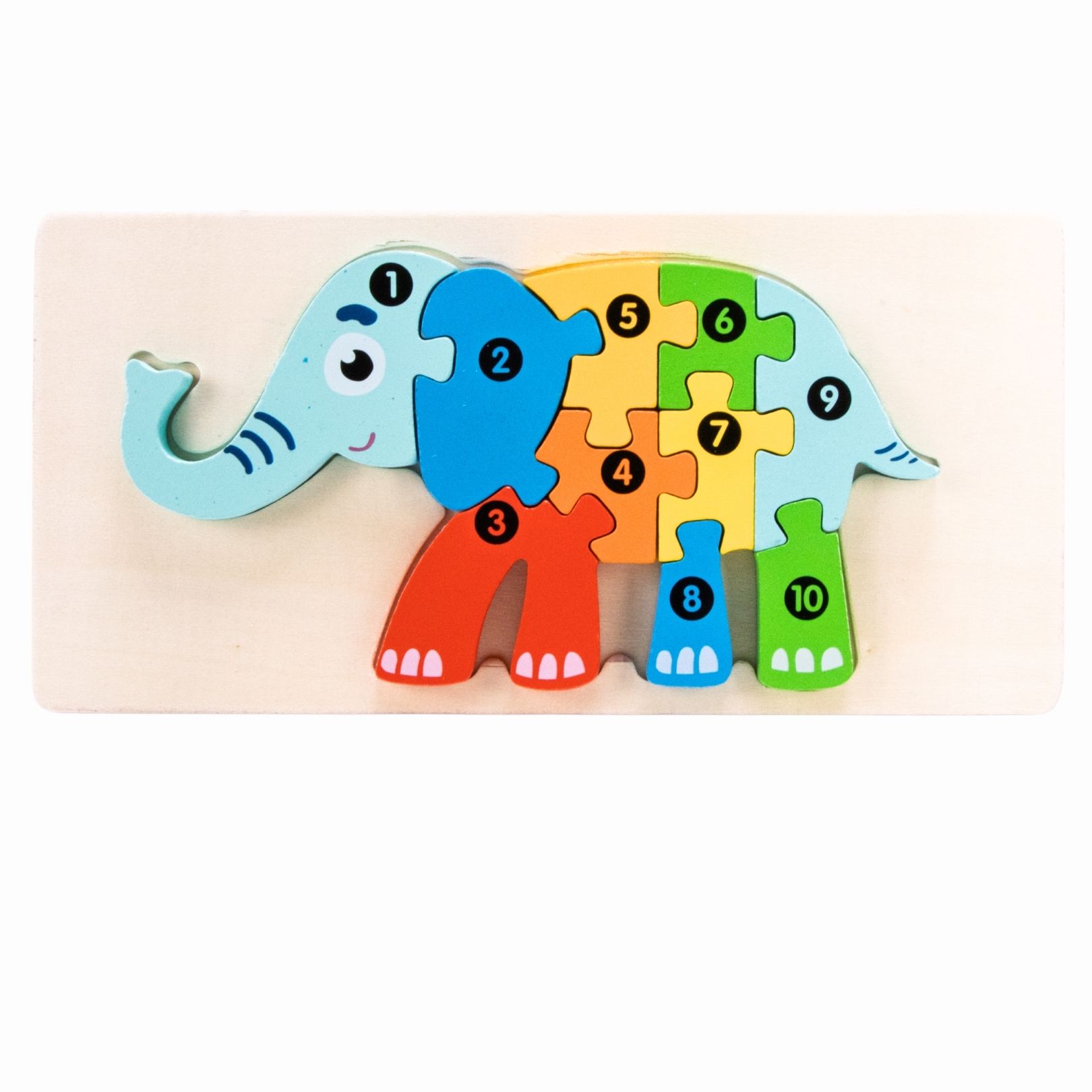 Holzpuzzle Elefant aus Holz mit Zahlen von 1 bis 10- 3910