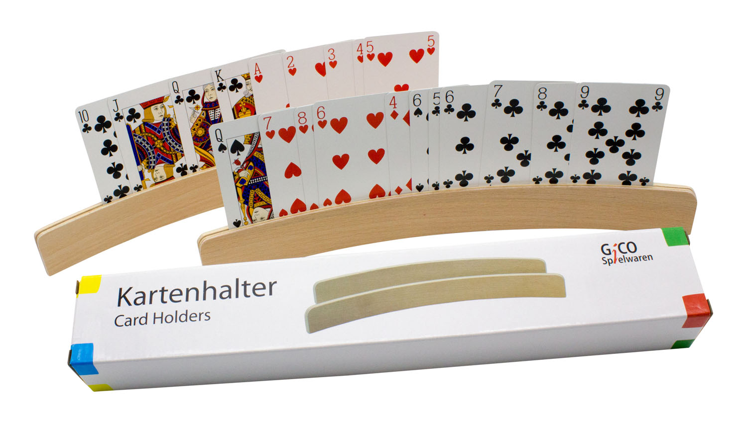 GICO Kartenhalter Spielkartenhalter aus Holz Länge 33 cm - 2er Set - 7956