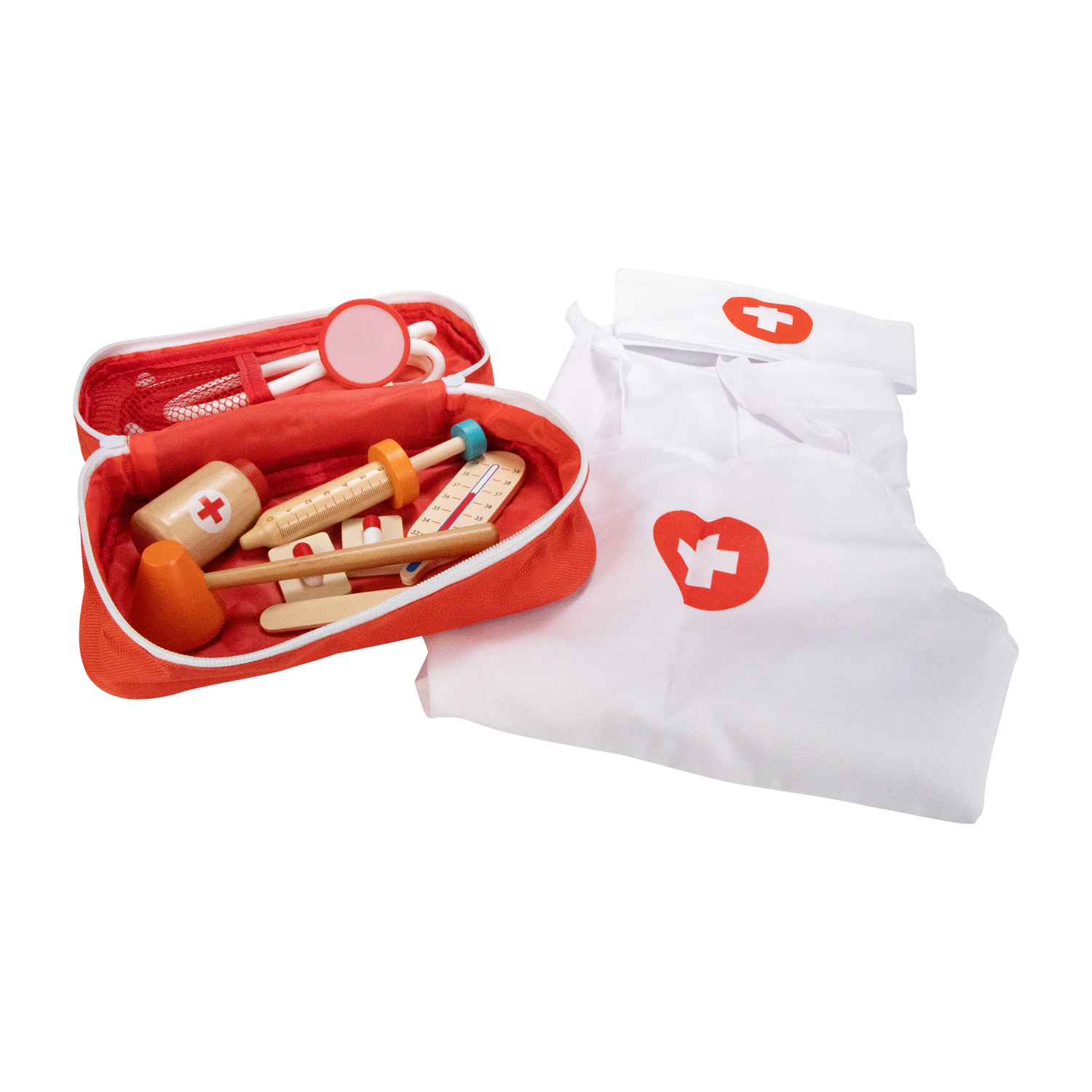 Kinder Arztkoffer Doktorkoffer Arztköfferchen für Jungen und Mädchen mit Stethoskop, Schürze, Stirnband etc. - 18240