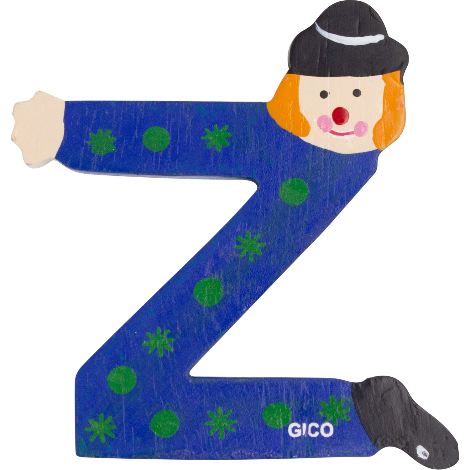 Clown Buchstaben aus Holz für das Kinderzimmer  A-Z 9 cm Z