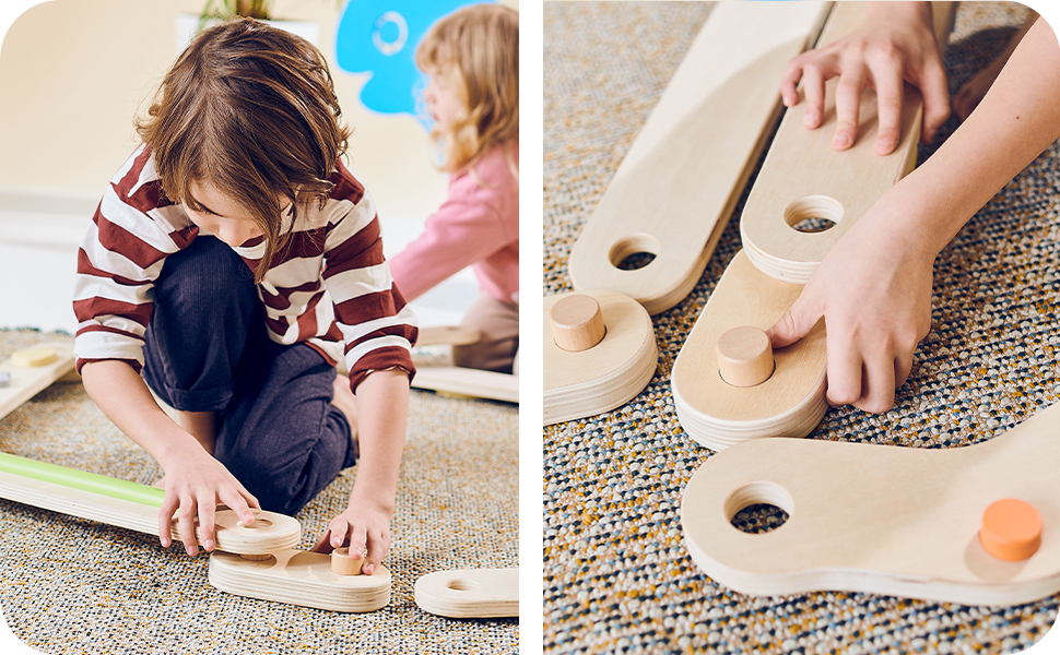 GICO Balancierbalken Schwebebalken Parcours aus Holz für Kinder mit vielen Spielmöglichkeiten - Balancier Spielspaß in Top Qualität - 6553…