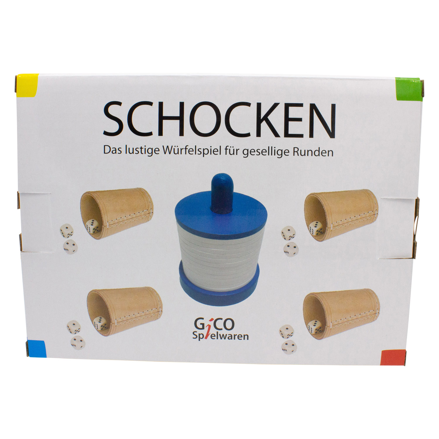 GICO Schocken Set Komplett - Schockbesteck, 4 Würfelbecher mit Würfeln - Jule Meiern Maxen Mörkeln - 7959