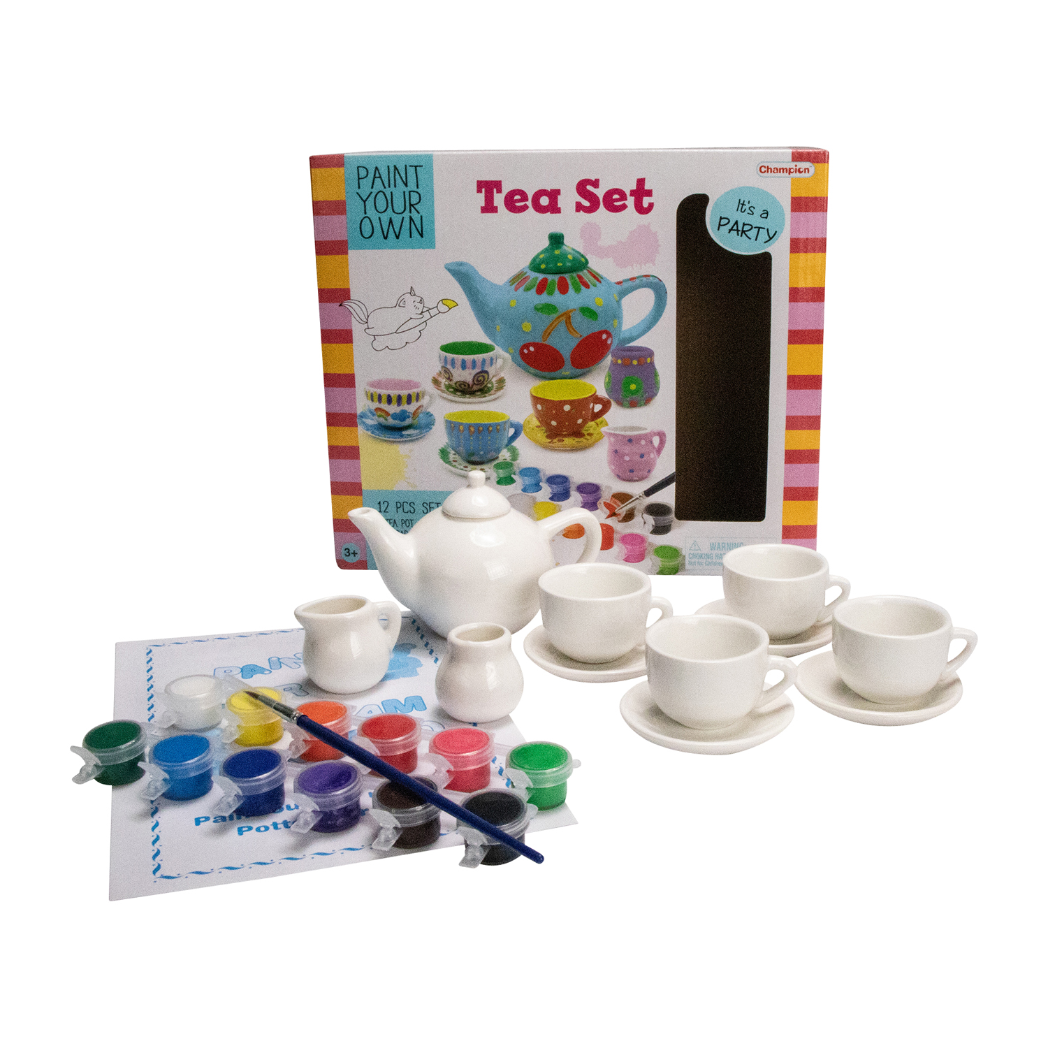 GICO Kinder DIY Tee Set Teeservice zum Bemalen Mädchen Jungen Kinder Geschenk Teeset Bastelset zum selber basteln und gestalten DIY-63
