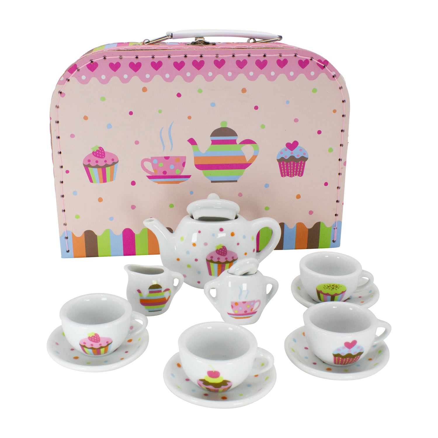 Cupcake Teeservice – Porzellan-Set im Koffer für Kinder- 36379