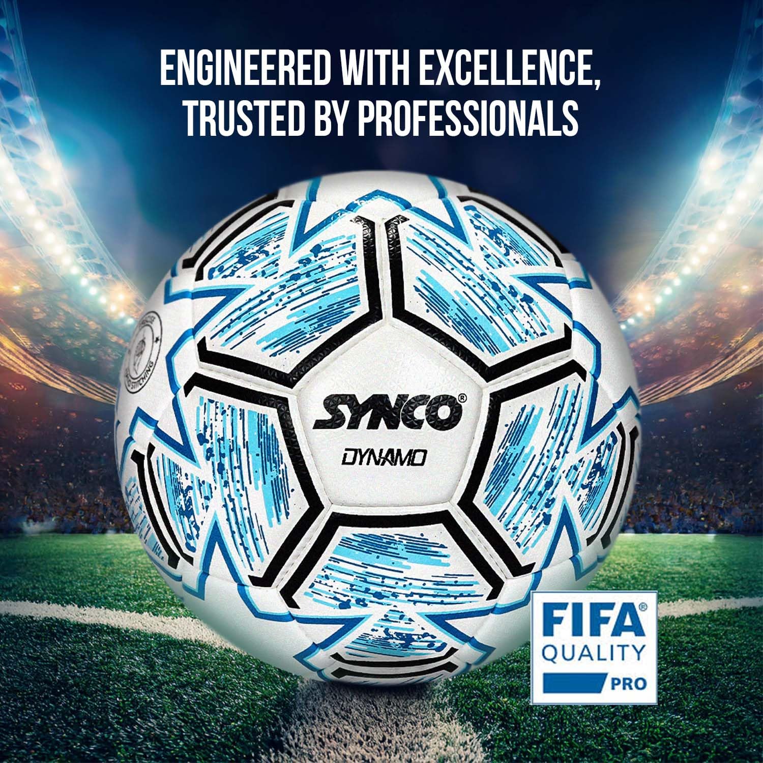 Synco Fußball Dynamo FIFA zertifizierter Größe 5, Handgenäht - 1002