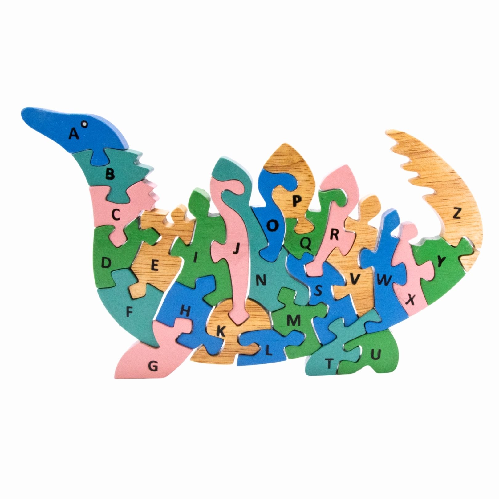 Alphabet Holzpuzzle Dino Stegosaurus mit Buchstaben A-Z- 3925