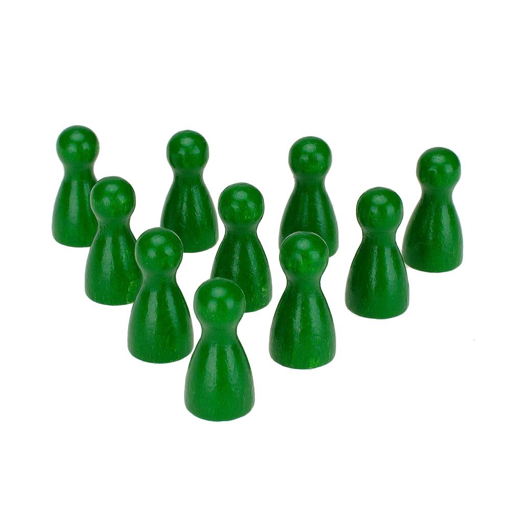 10er Pack Halmakegel Spielkegel sortenrein aus Holz poliert 24x12 mm (grün)- 2163