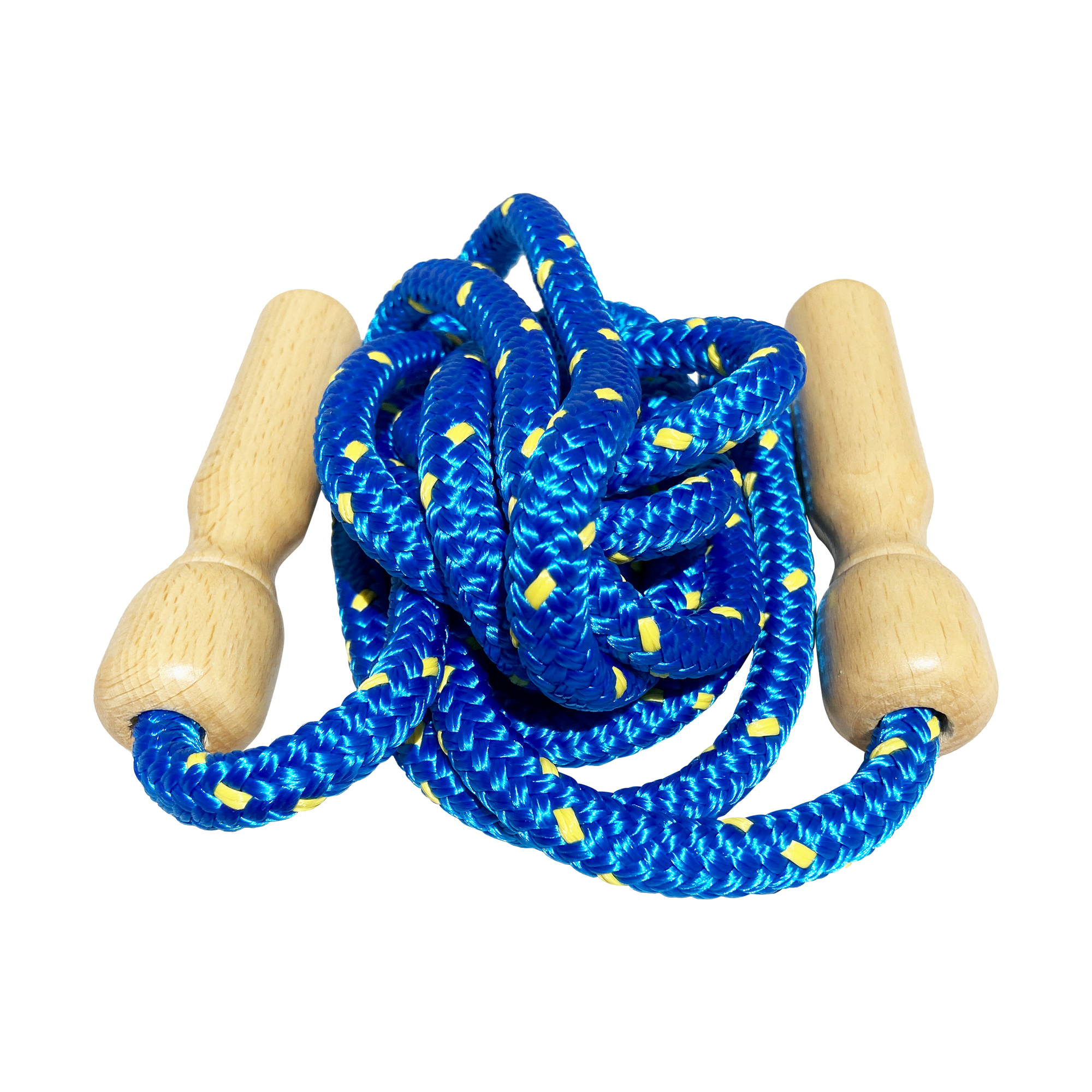 GICO Springseil aus Holz, buntes Seil, 250 cm, Holzgriff Springseil Hüpfseil Seilspringen - Qualität Made in Germany - 3003 blau