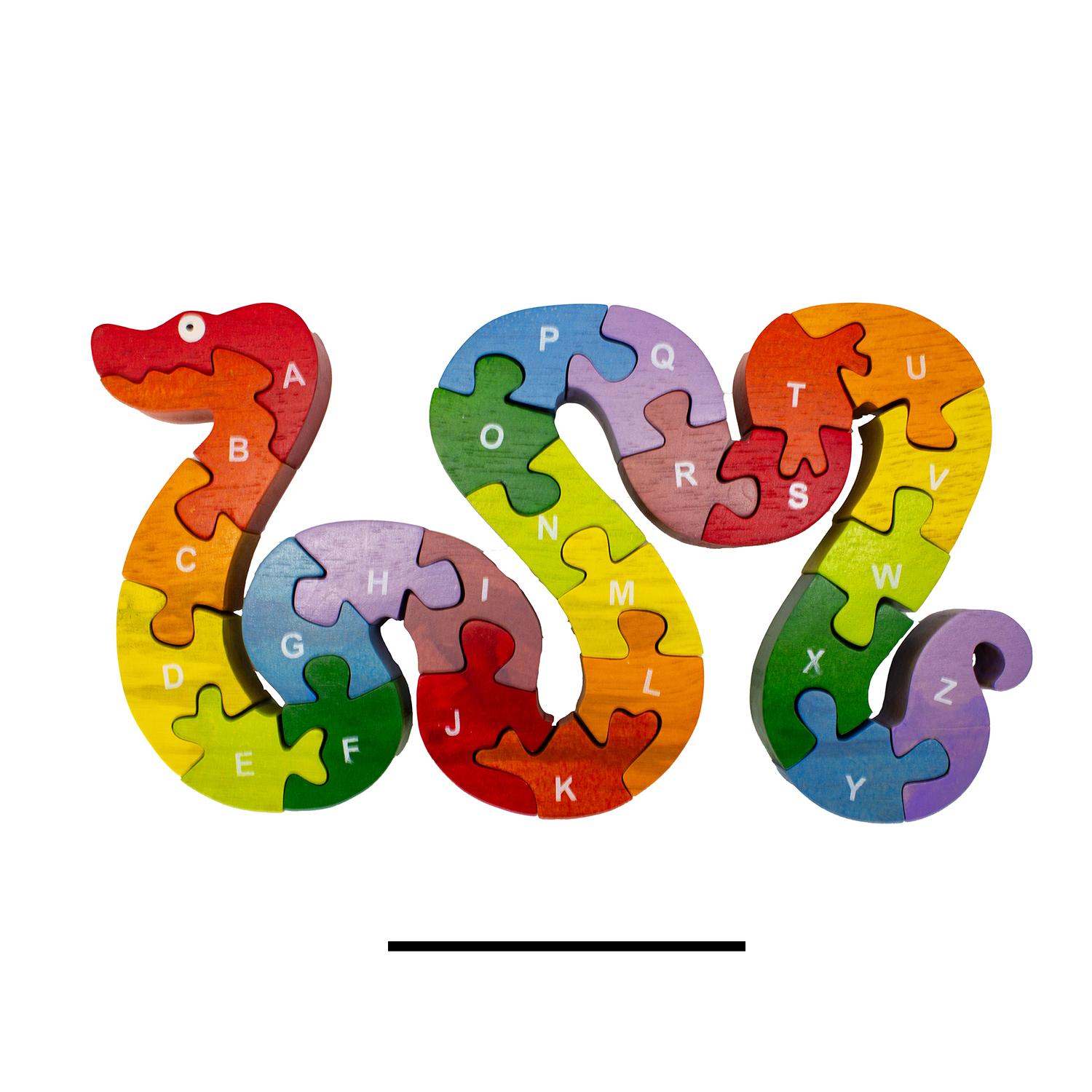 A-Z Puzzle Schlange, Alphabet 26 -tlg Holz lasiert - 2901