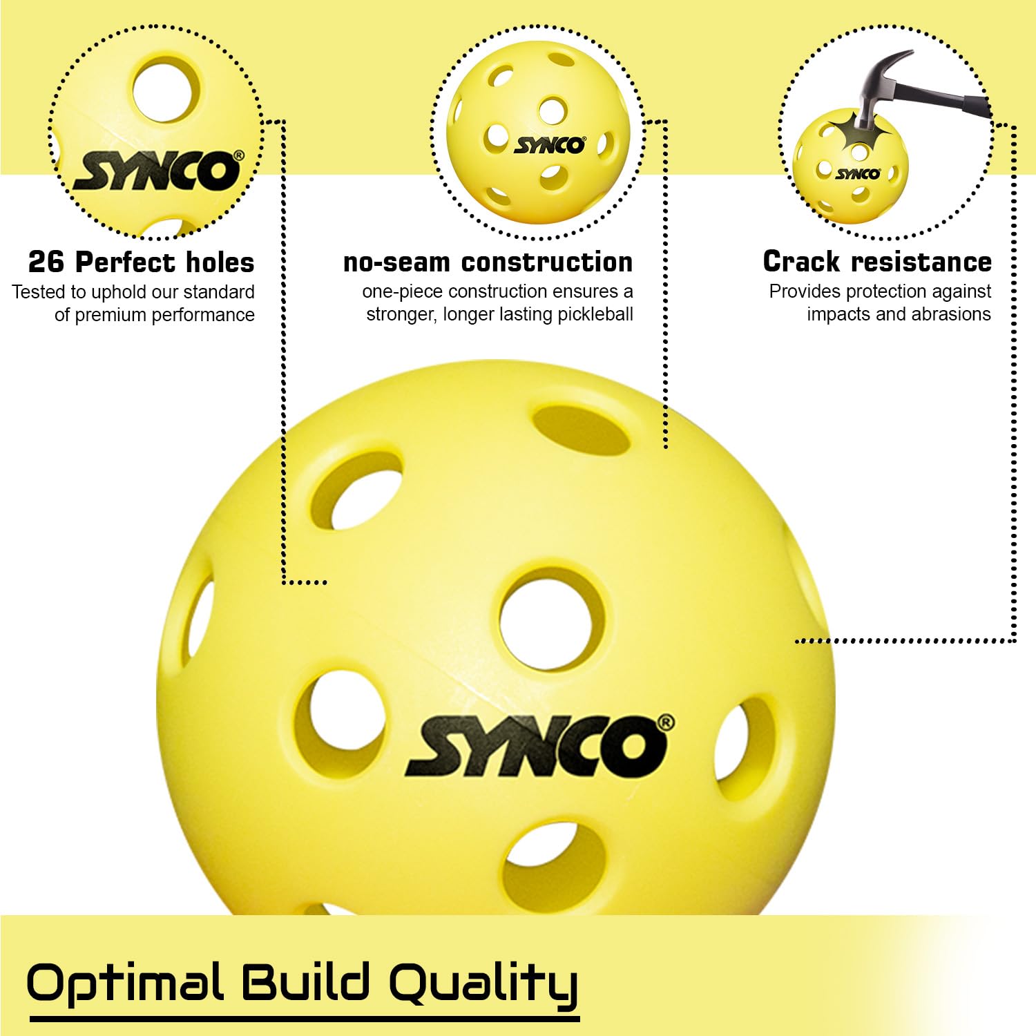 Synco Pickleball Indoor 26 Loch – Offizielle Größe, 6 St. - 1063