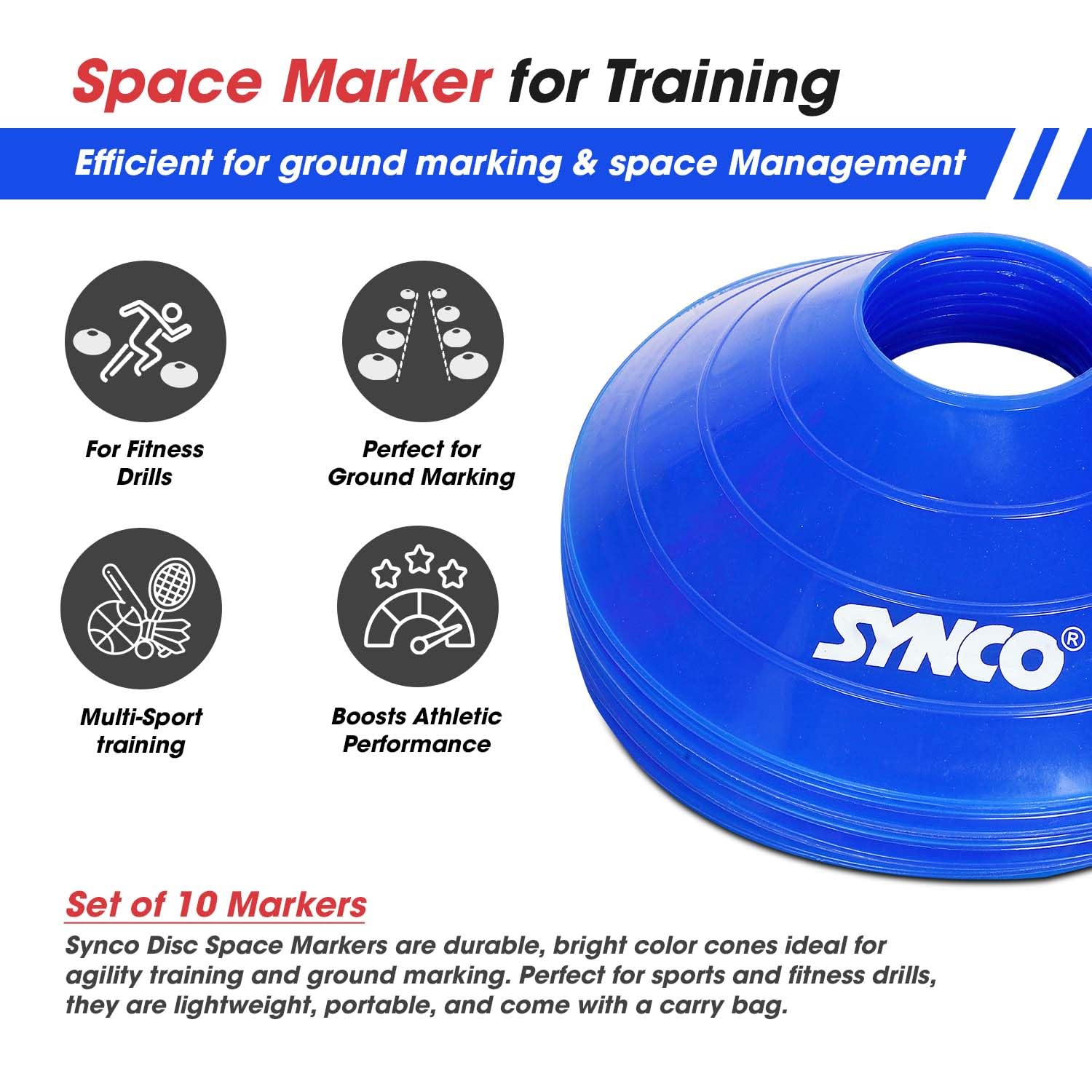 Synco 10 Markierungshütchen Trainingsmarkierungen H 5 cm D 19cm-1035