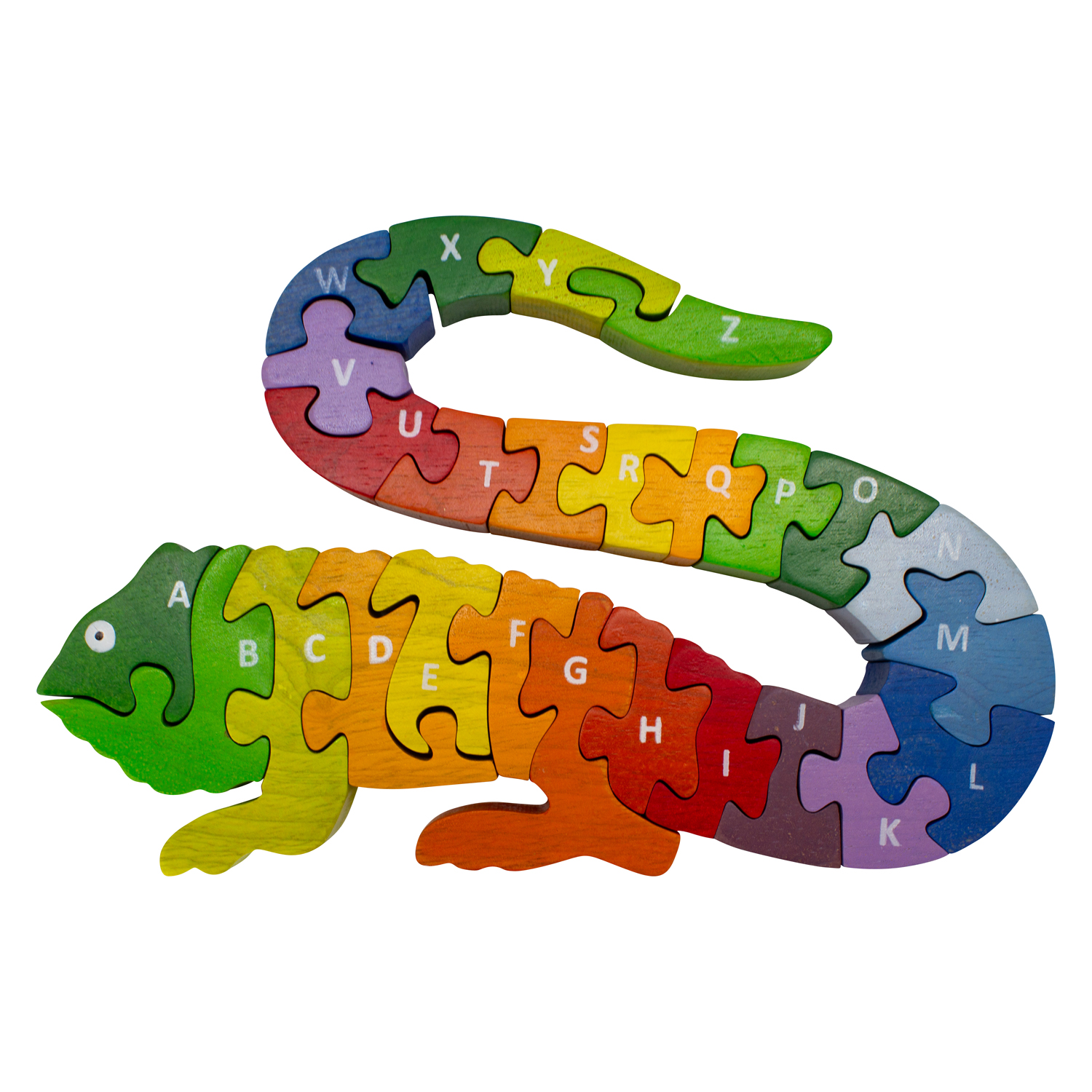 A-Z Puzzle Chamaeleon, Alphabet 26 -tlg Holz lasiert - 2902