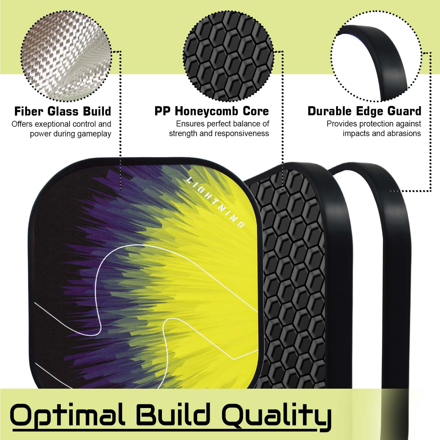 Synco Pickleball Set 1 Fiberglas Schläger & 2 Pickleball 1060