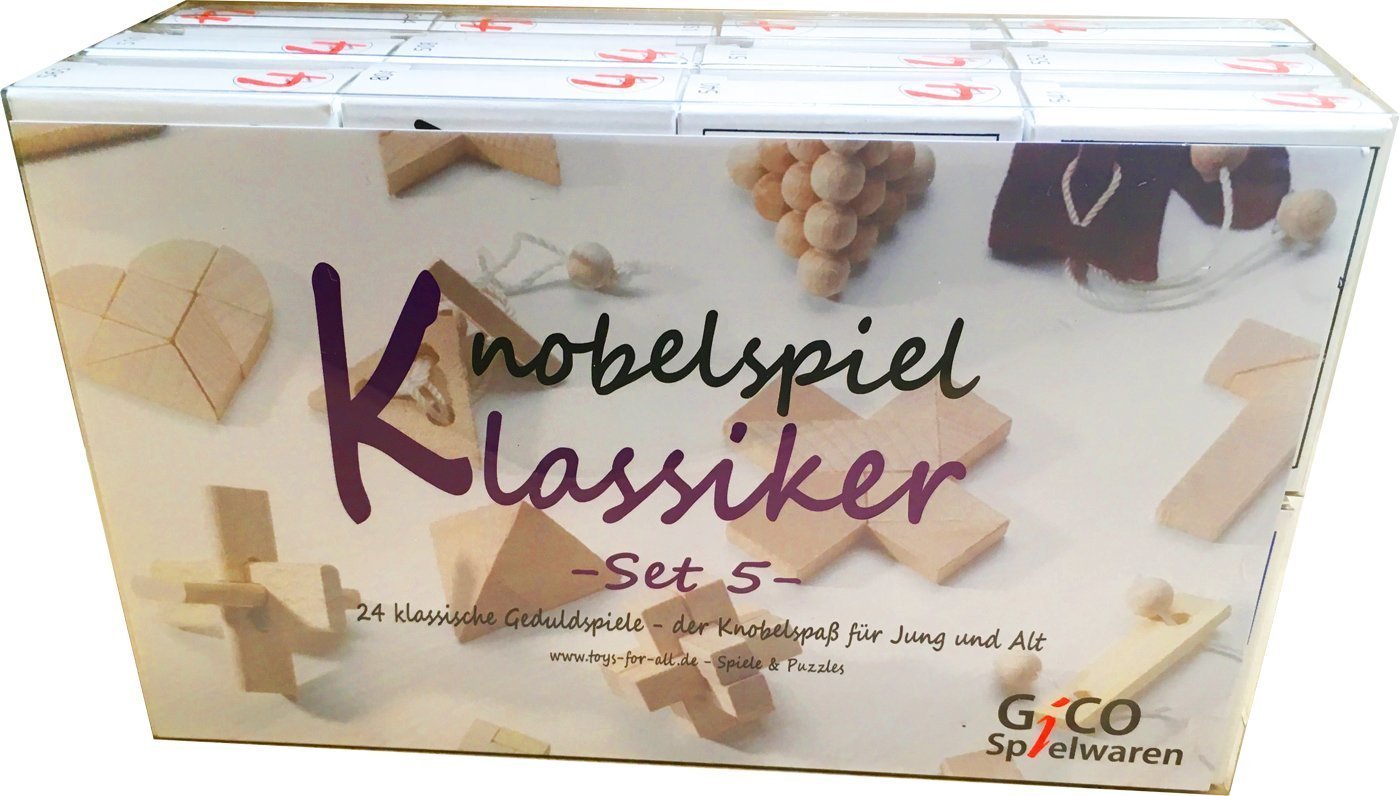 GICO Knobelspiel Klassiker Set 5 - 24 Geduldspiele für den Adventskalender in Geschenkverpackung - 2184