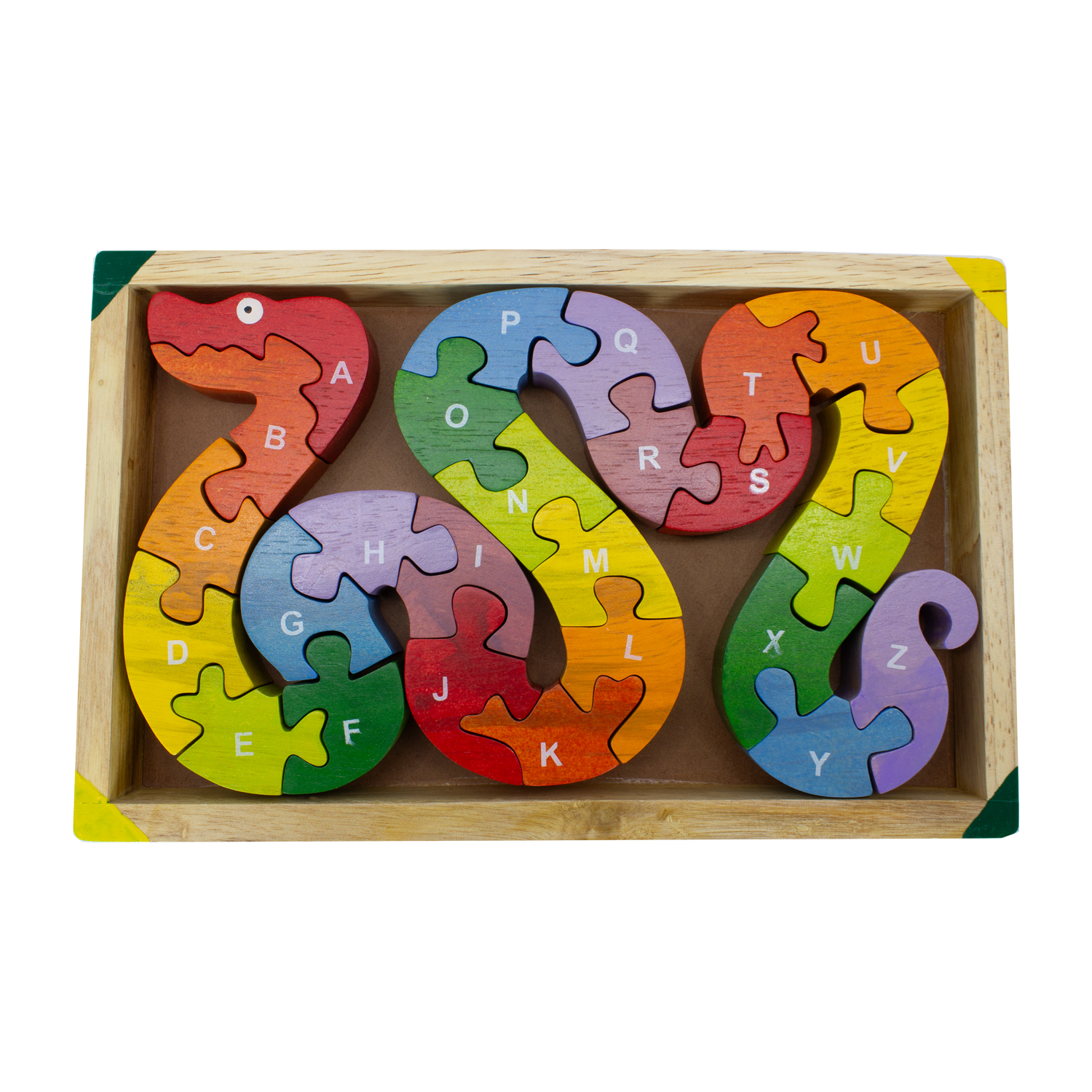 A-Z Puzzle Schlange, Alphabet 26 -tlg Holz lasiert, 2. Wahl - 2901